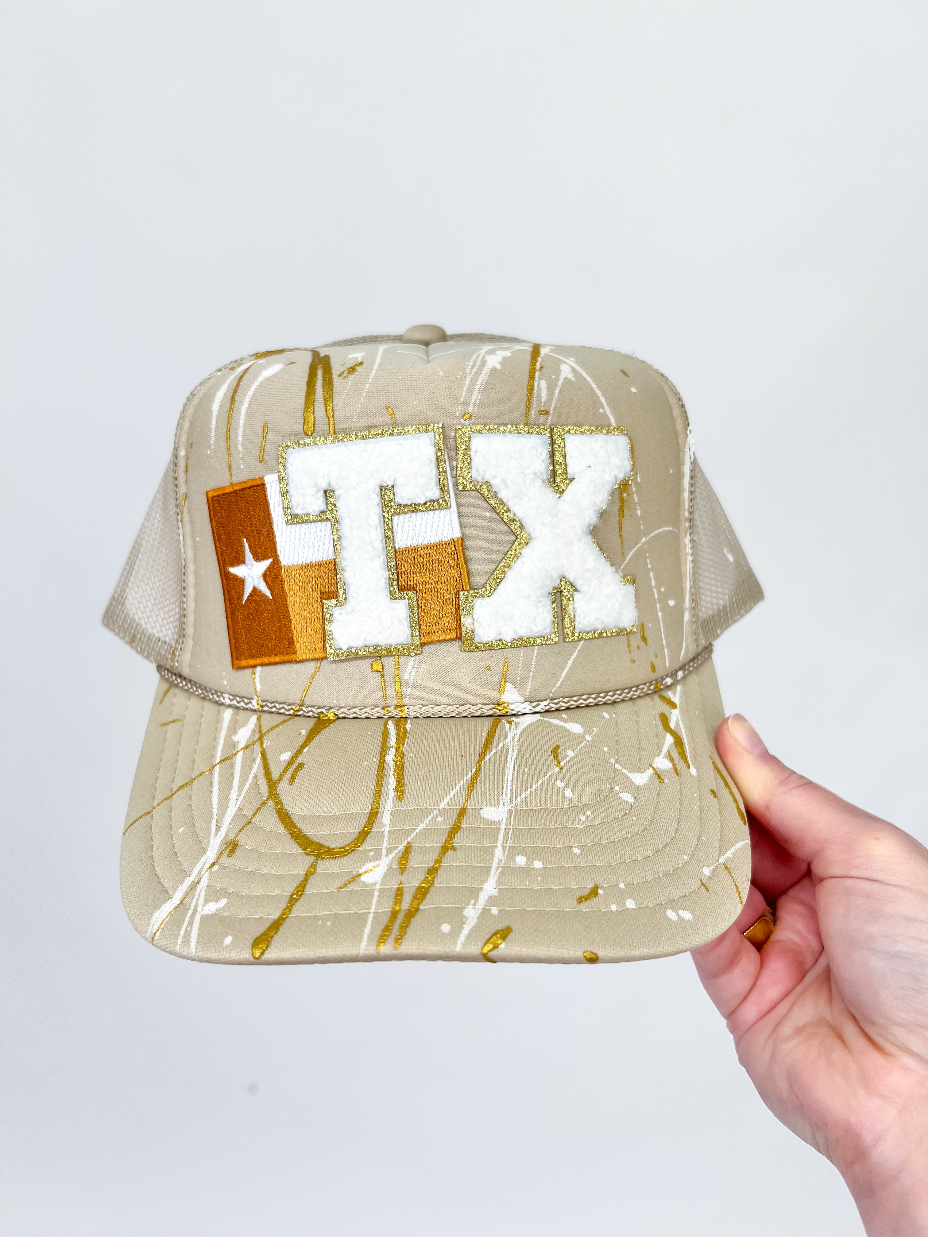 TX With Orange Flag Splatter Paint Cap