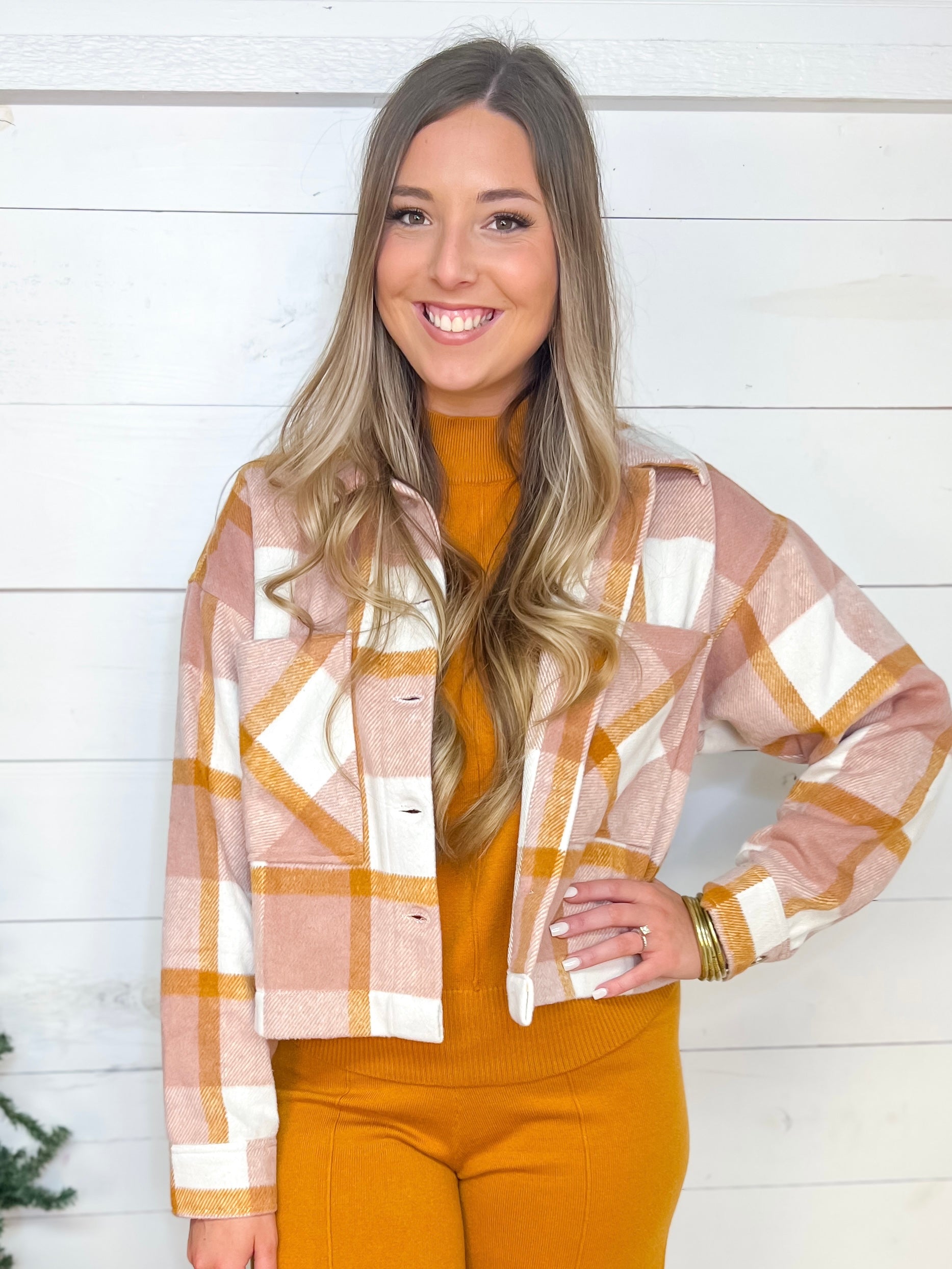 [Mud Pie] Blush Maverick Plaid Jacket