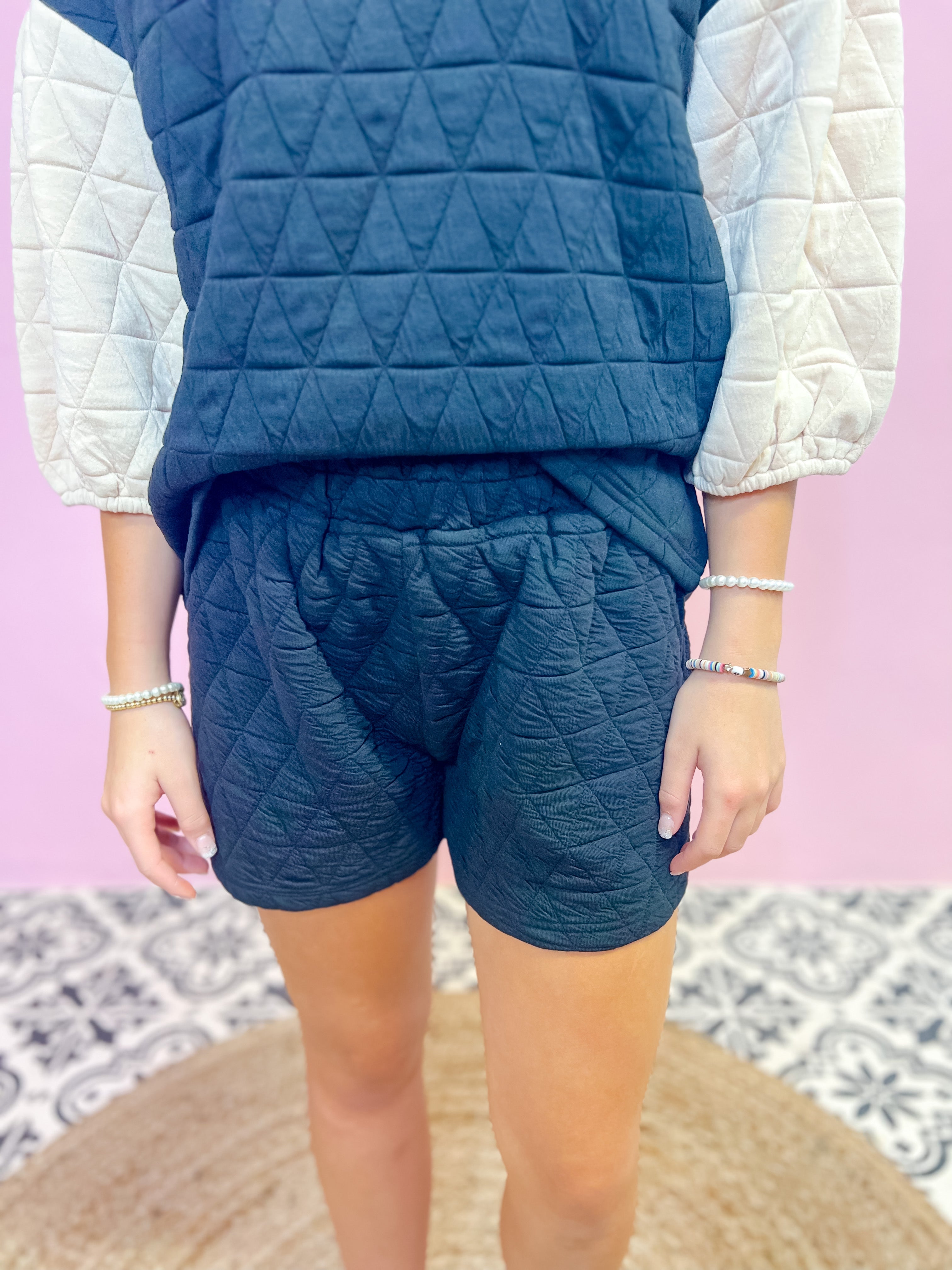 Quilted Shorts-Black