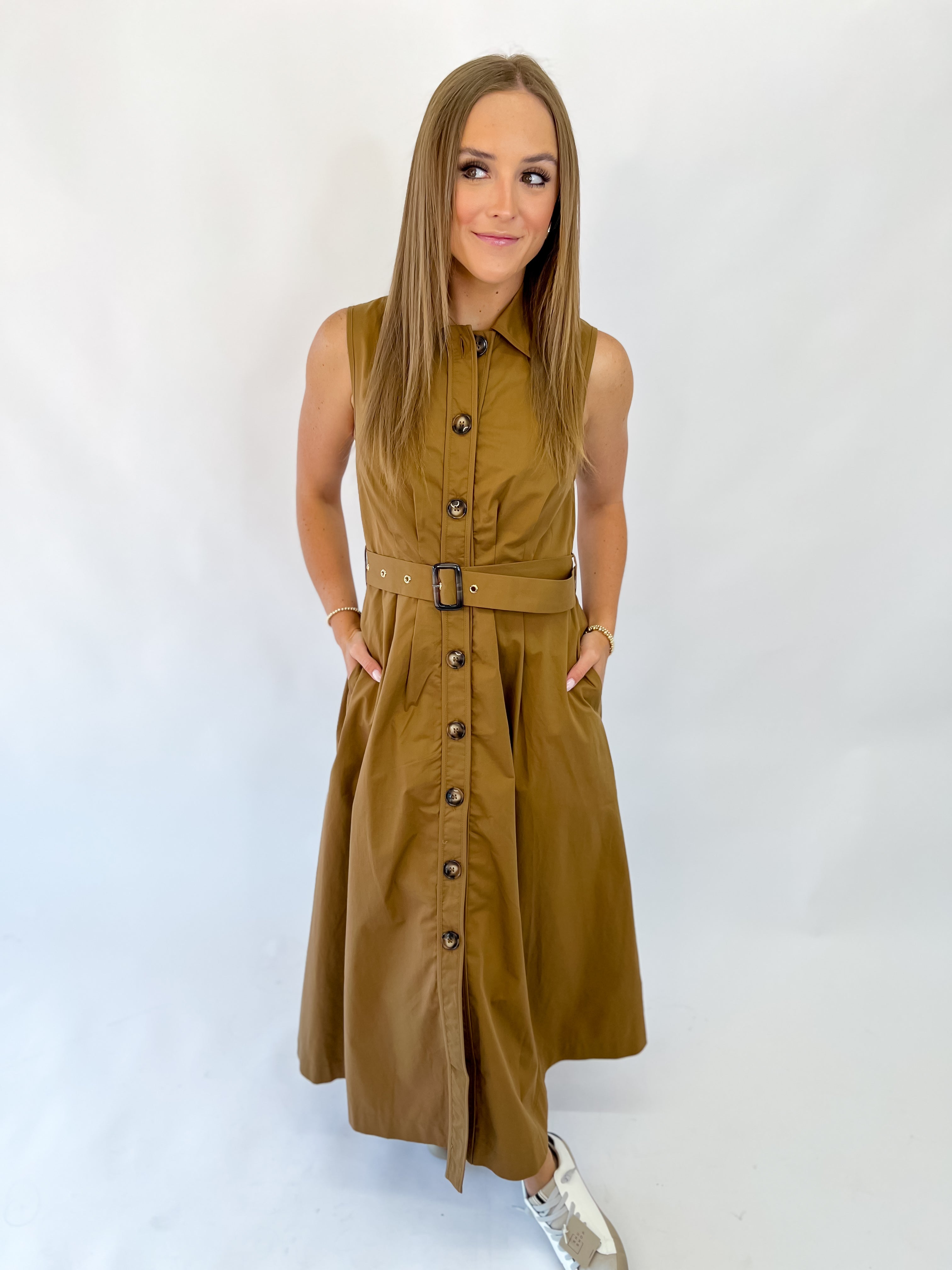 Fall Style Midi Dress-Light Brown