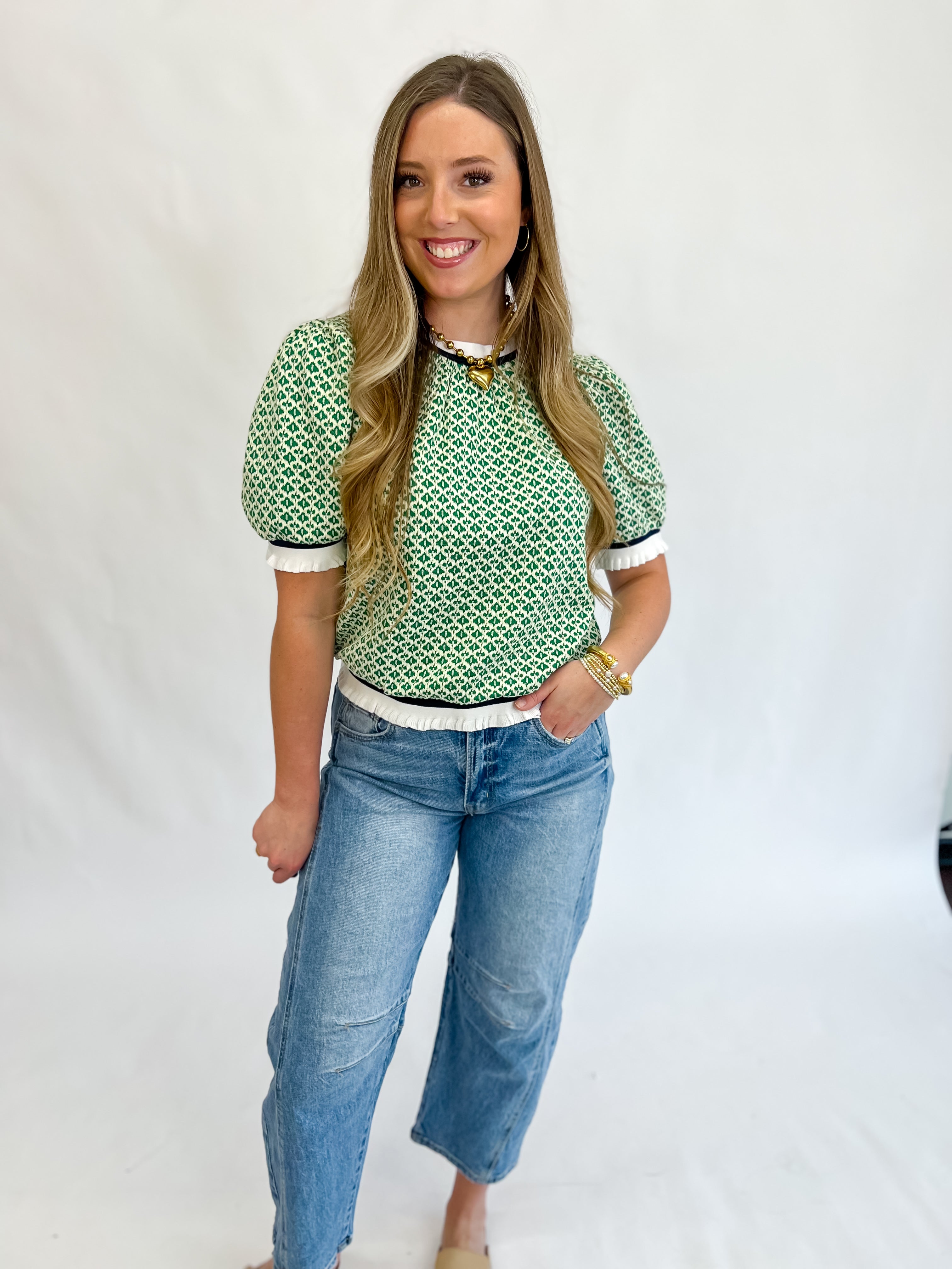 Pretty Posh Knit Top-Green