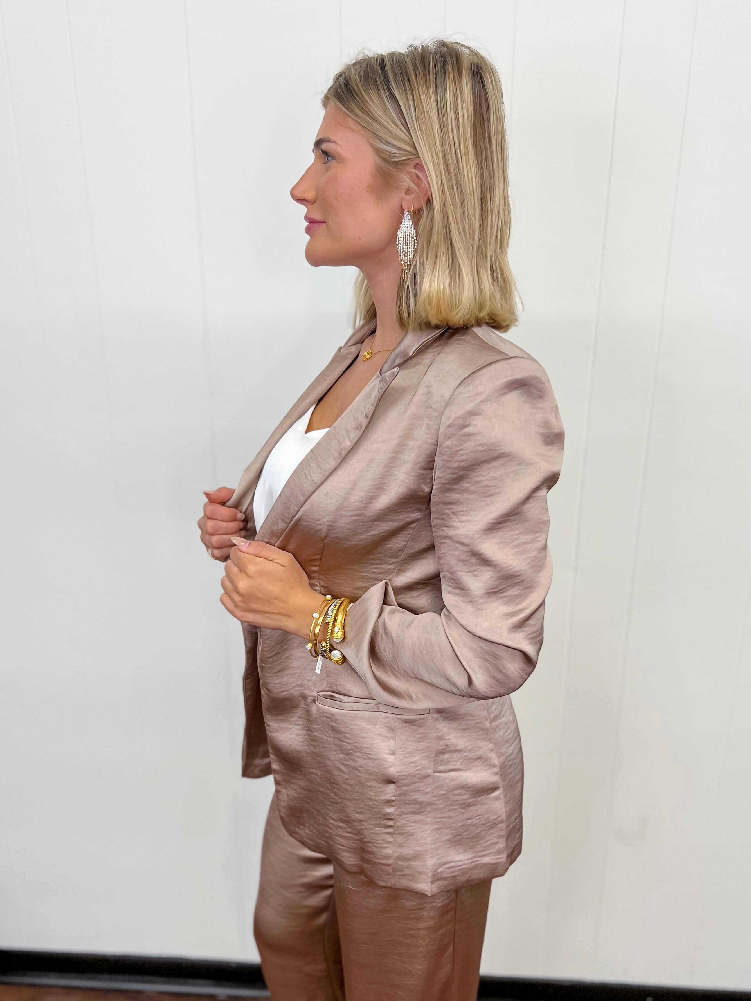 Classy and Chic Tie Satin Blazer