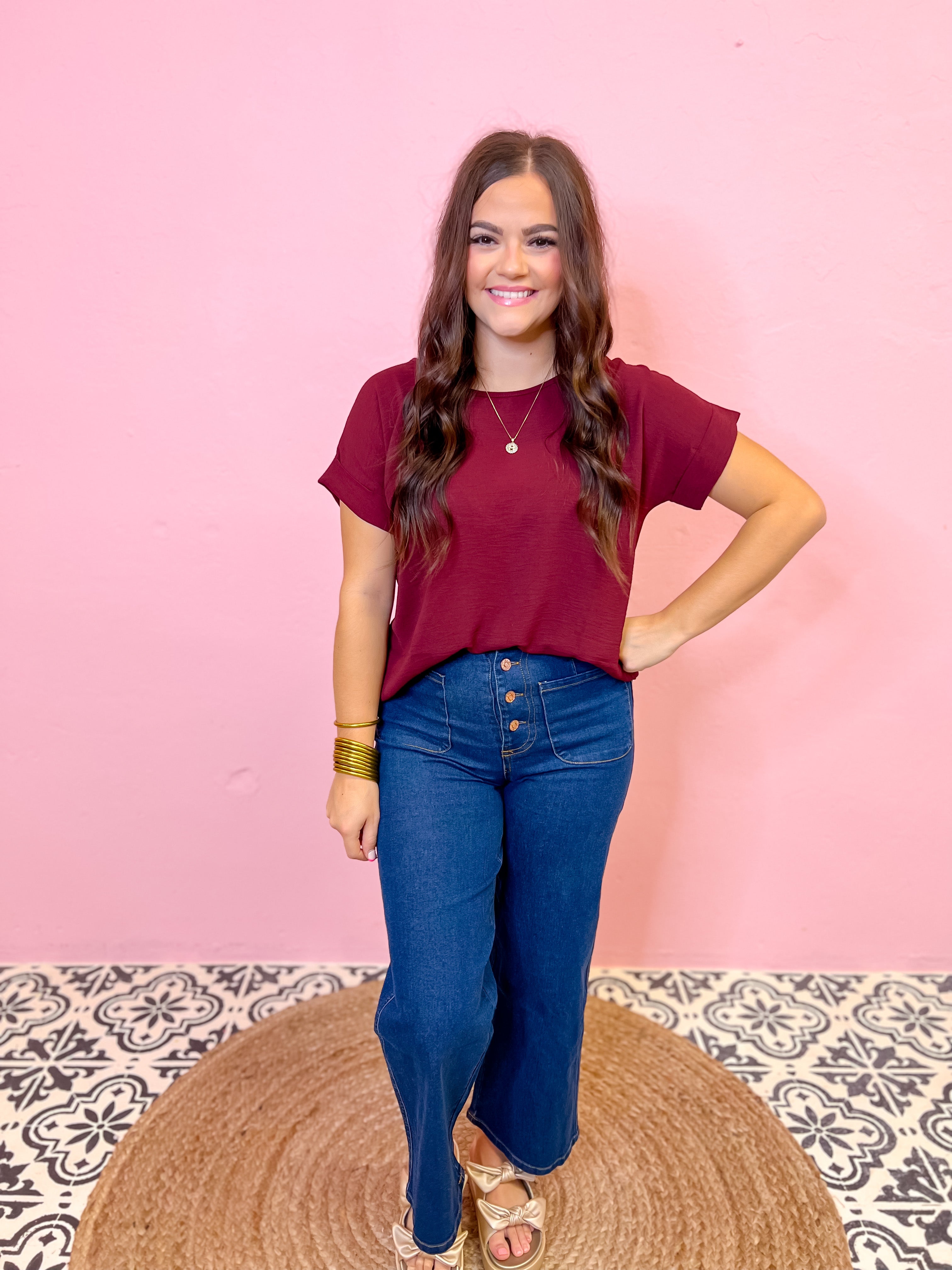 Relaxed and Chic Top-Burgundy