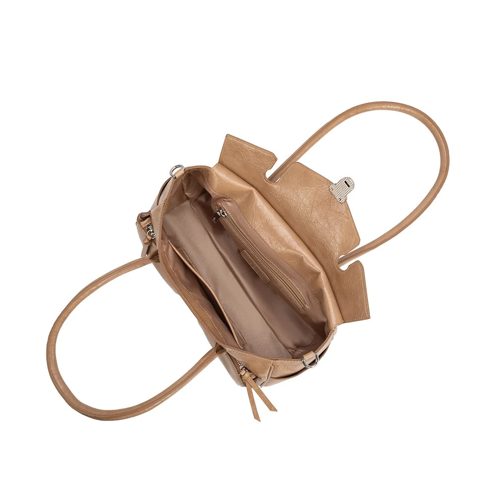 Ruthie Vegan Leather Shoulder Bag-Tan