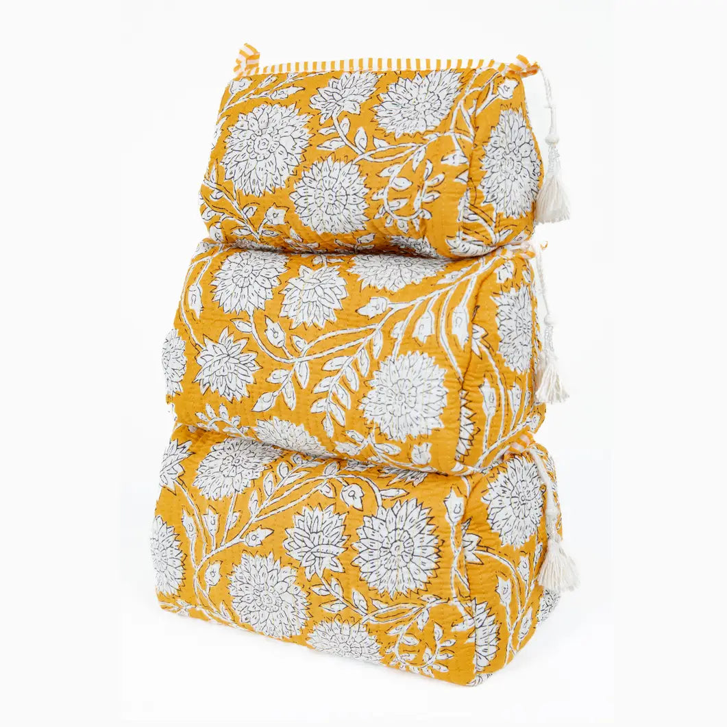 Yellow Quilted Cosmetic Bag Small