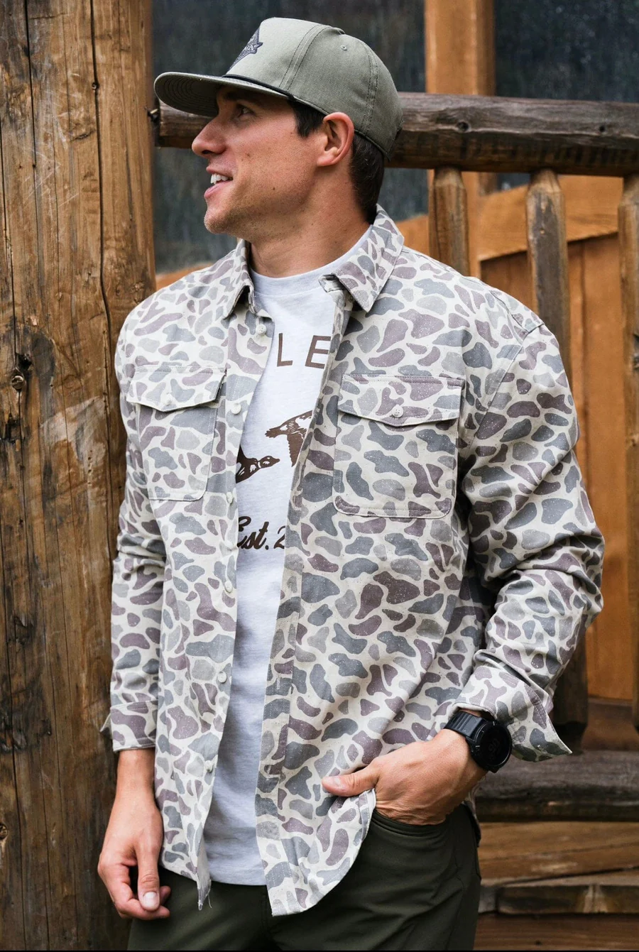 [Burlebo] Cotton Twill Button Up-Classic Deer Camo