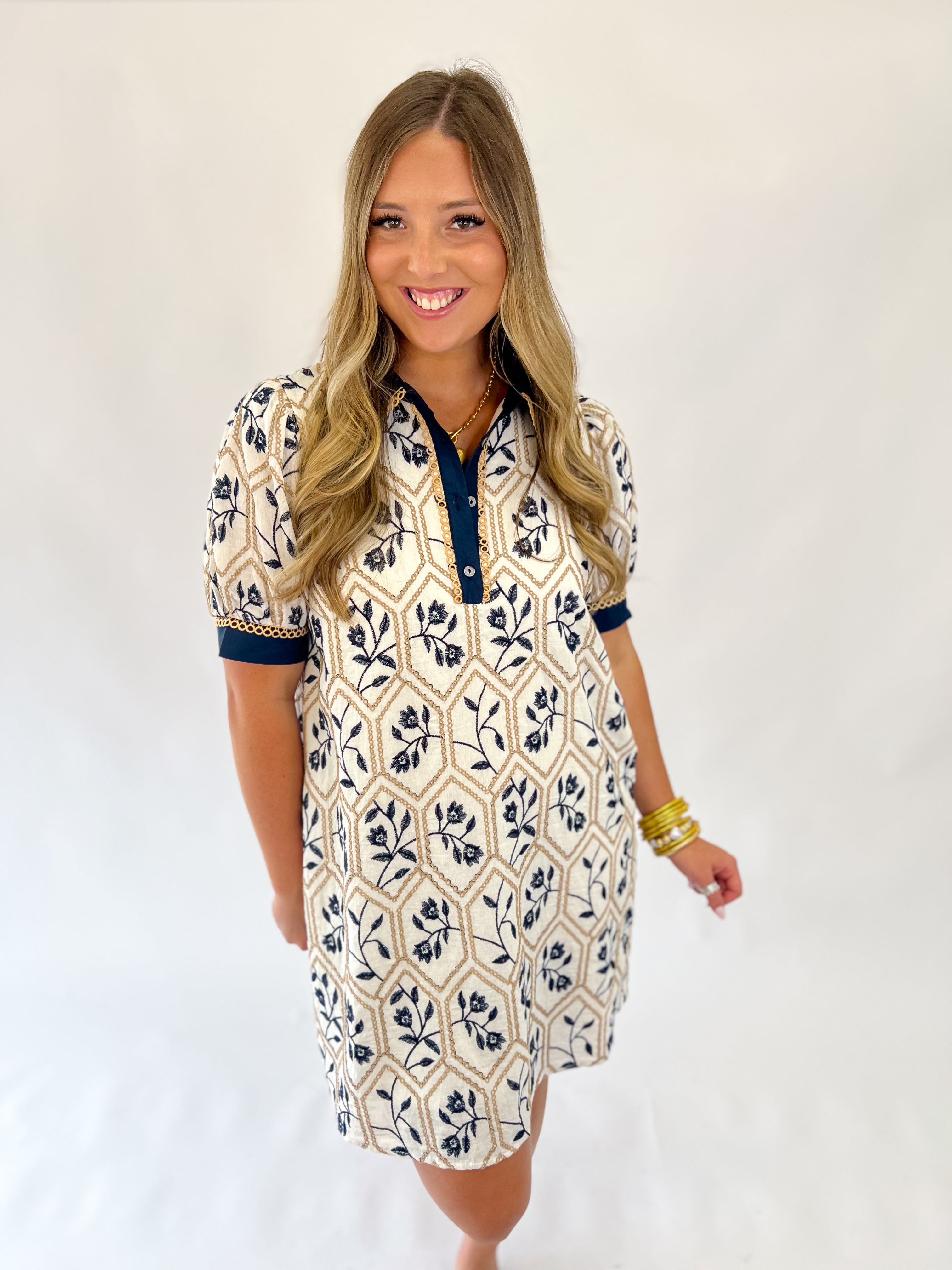 Fall Floral Romance  Embroidered Dress