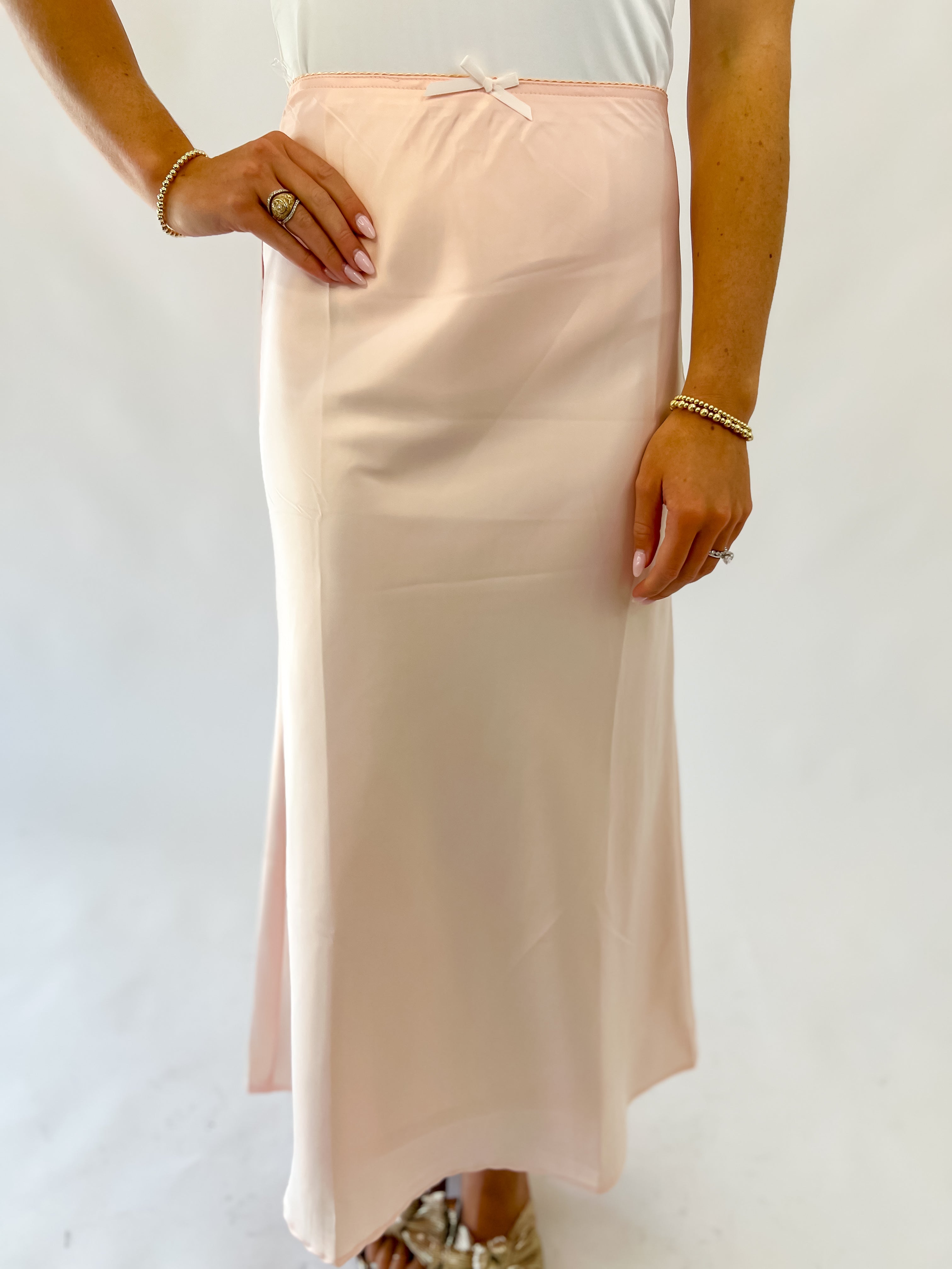 Soft Spoken Satin Skirt- Pink