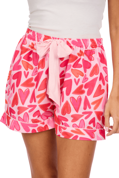 Valentine Pajama Shorts- Pink