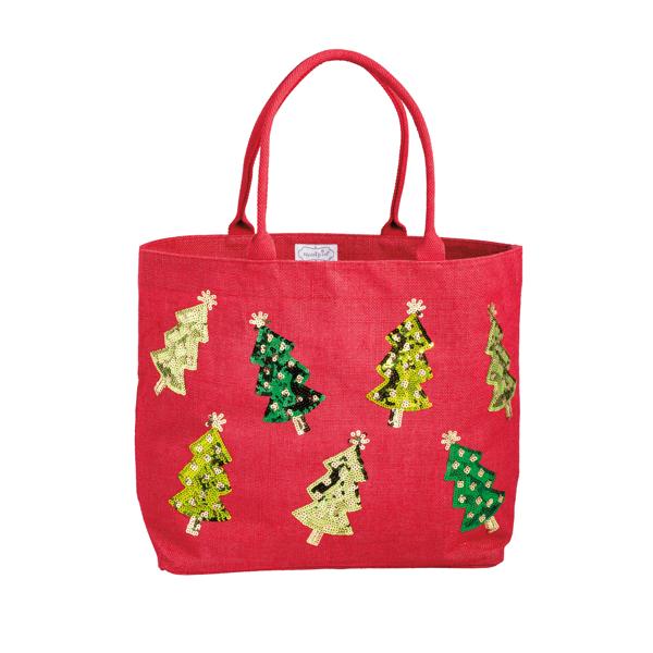 [Mud Pie] Holiday Classic Sparkle Tote-Tree