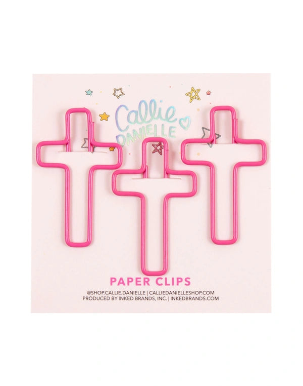 Hot Pink Cross Paper Clips