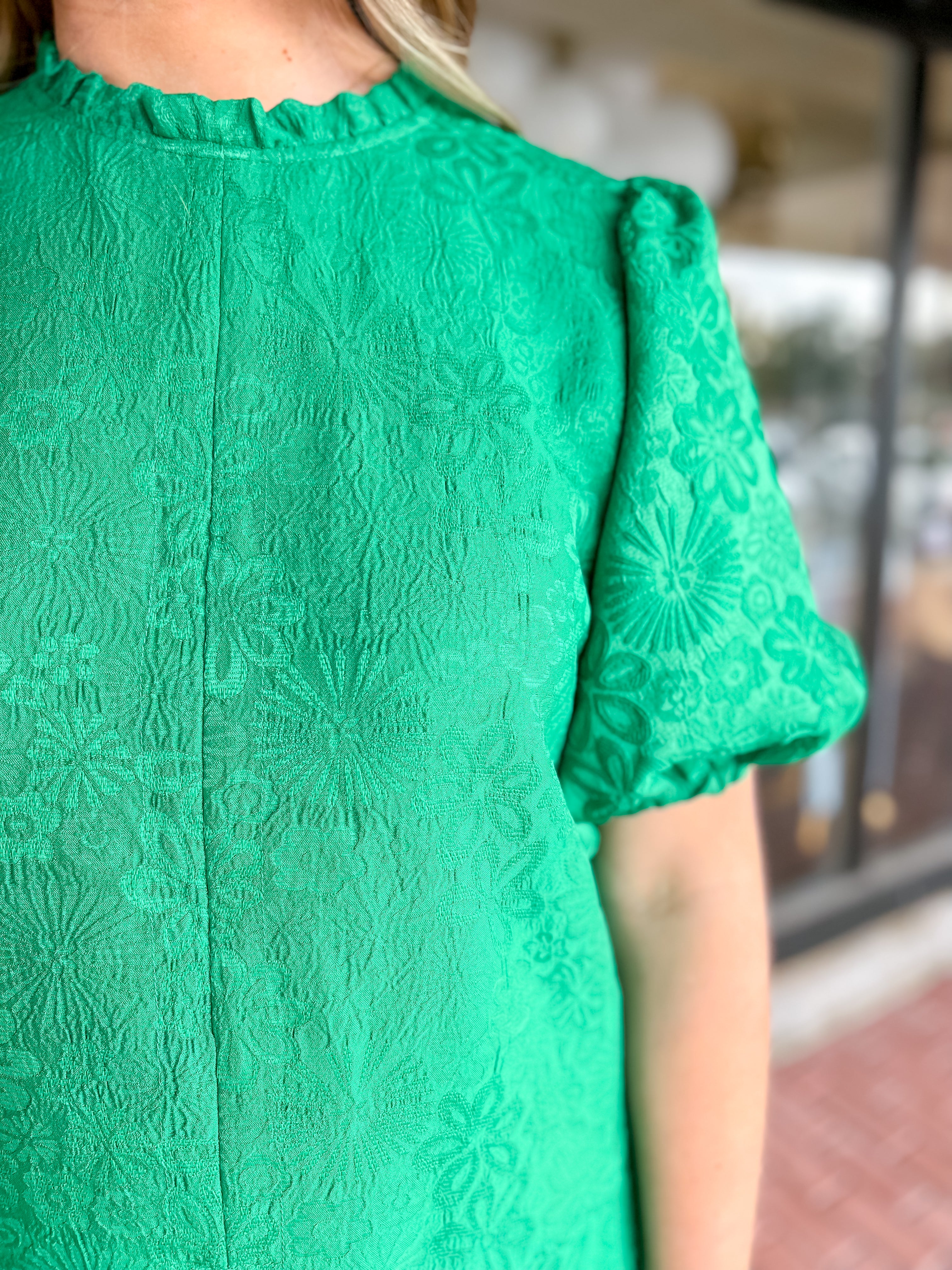 [THML] Day Maker Puff Sleeve Dress-Green