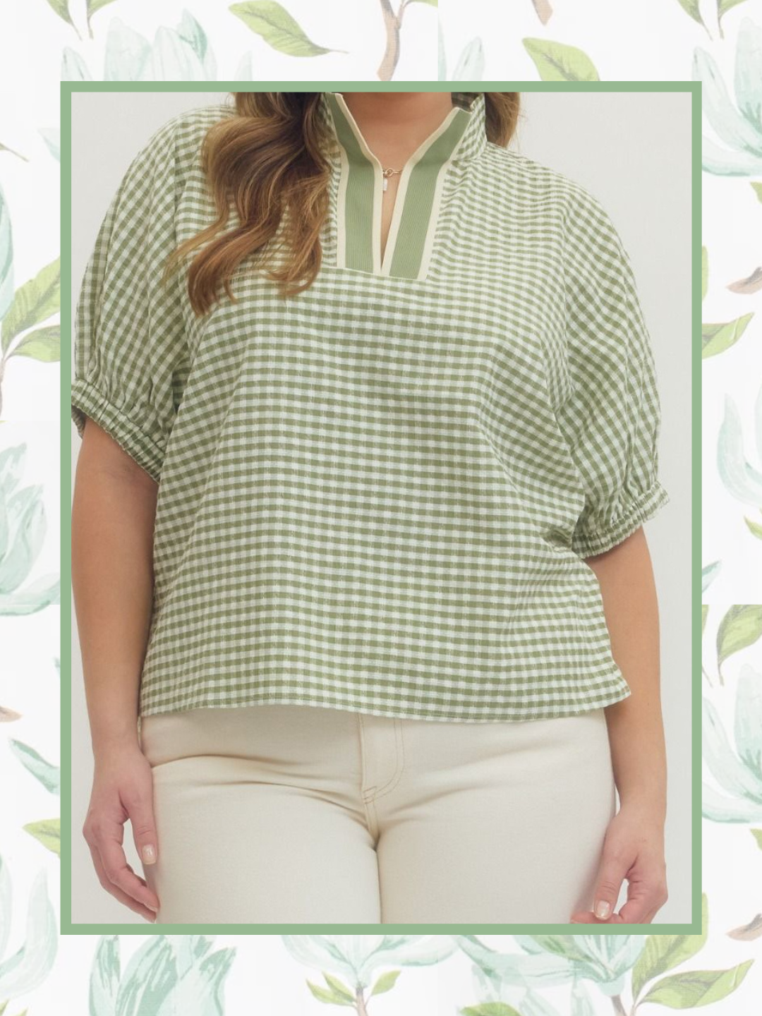[Plus] Matcha Made in Heaven Gingham Top