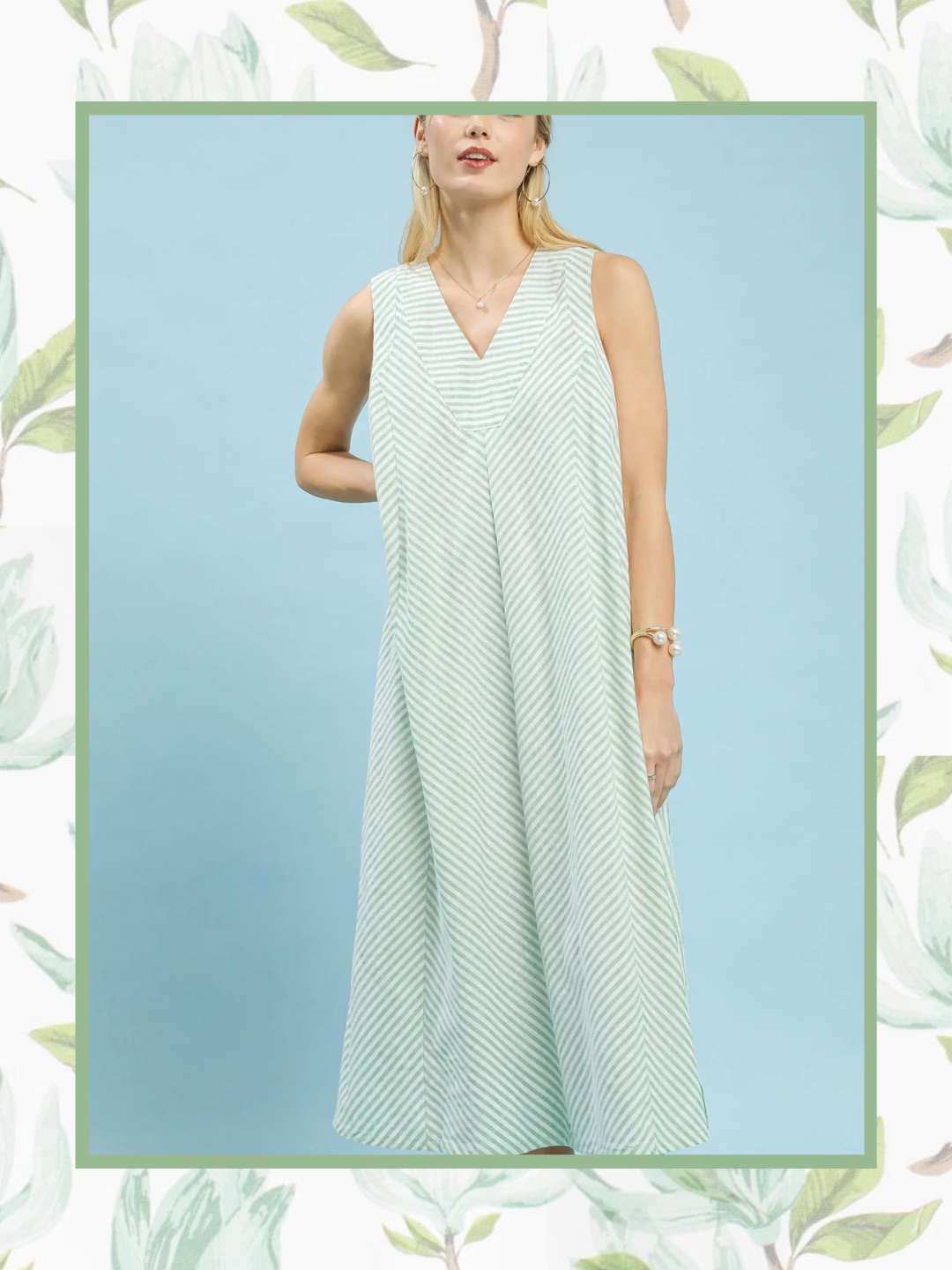 Laurel Sleeveless Midi Dress - Sage