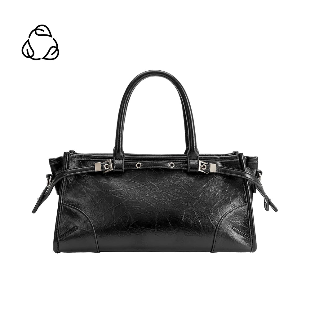Rhonda Vegan Leather Top Handle Bag-Black