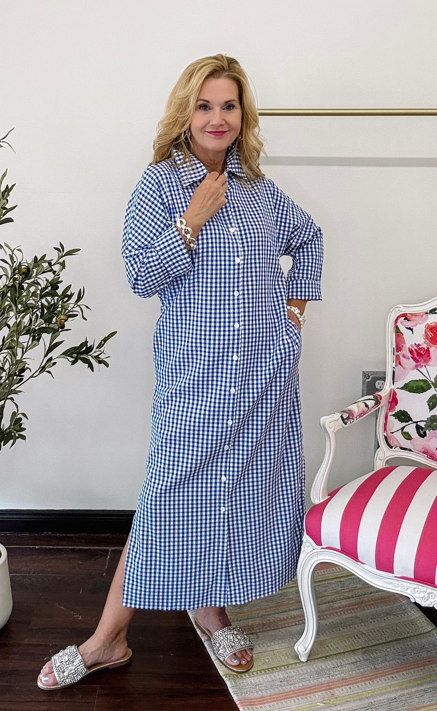 Summer Picnic Maxi Dress- Blue