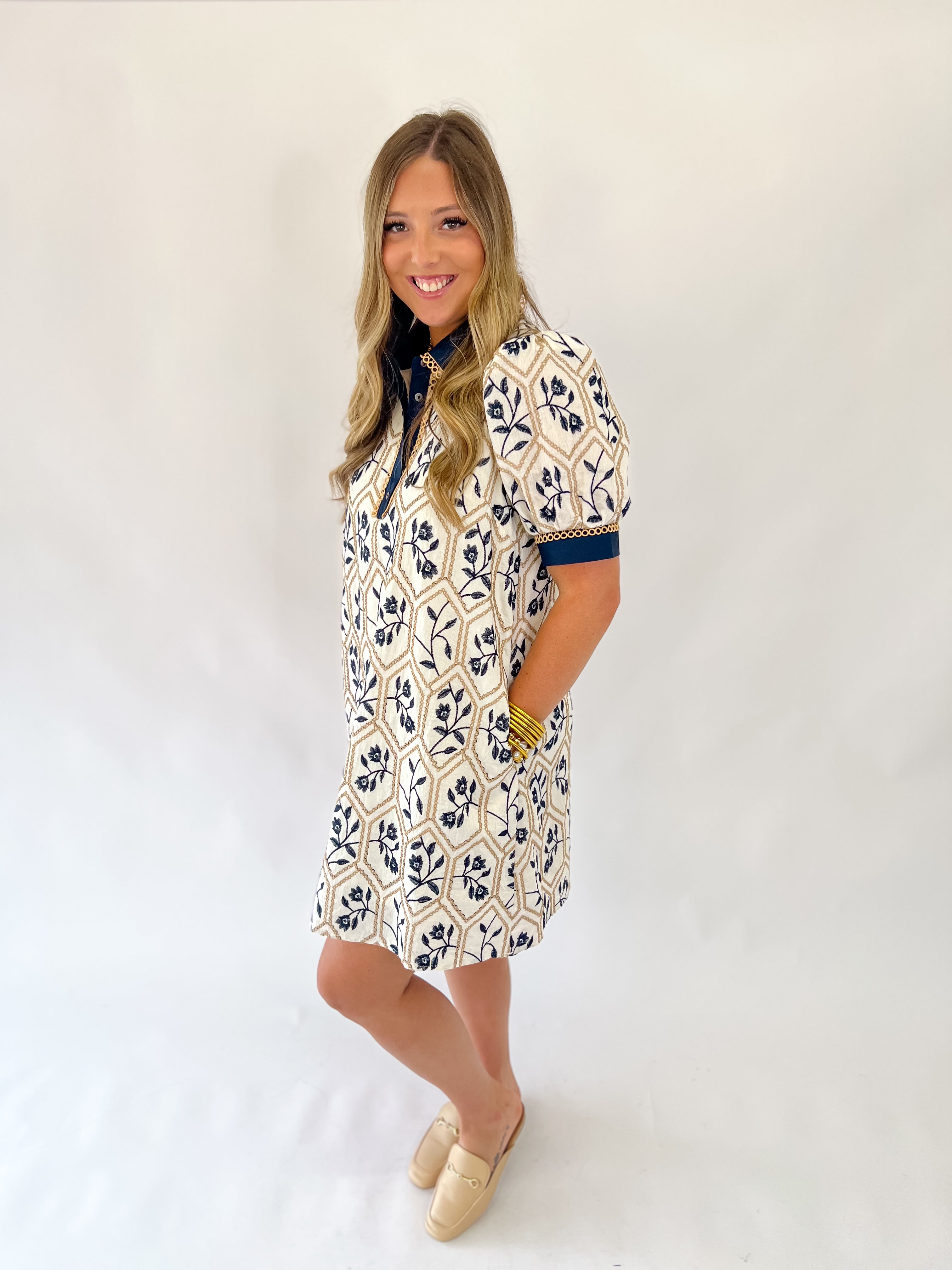 Fall Floral Romance  Embroidered Dress