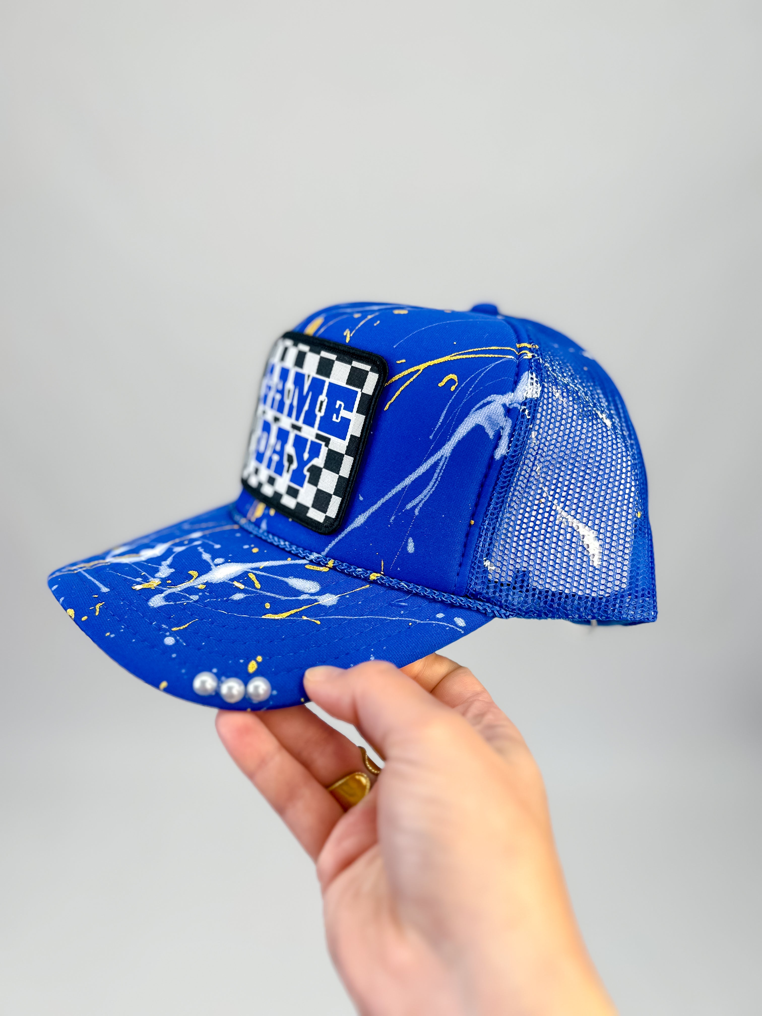 Game Day Checkered Splatter Paint Cap