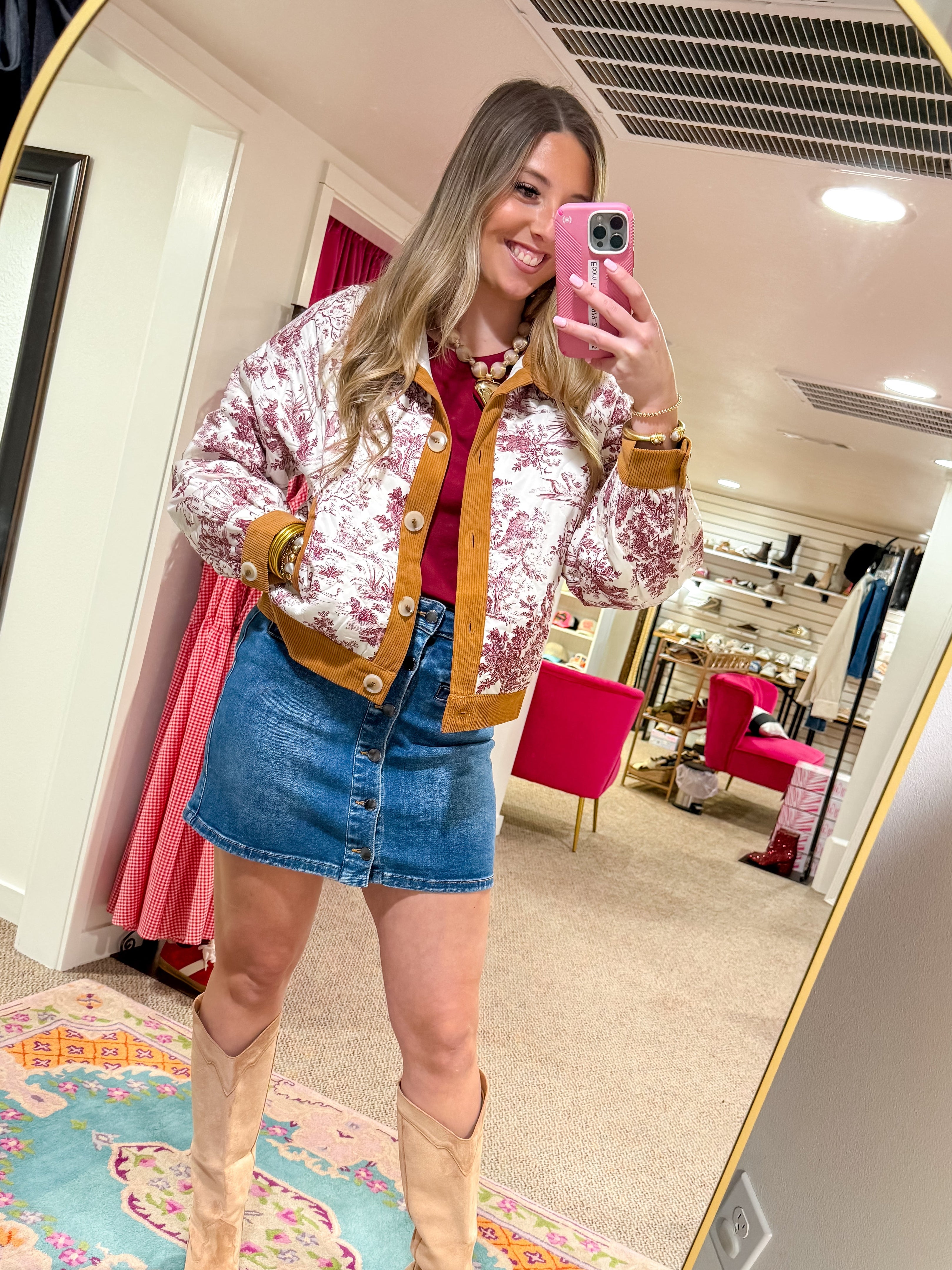 Fairmont Toile Bomber Jacket - Burgundy