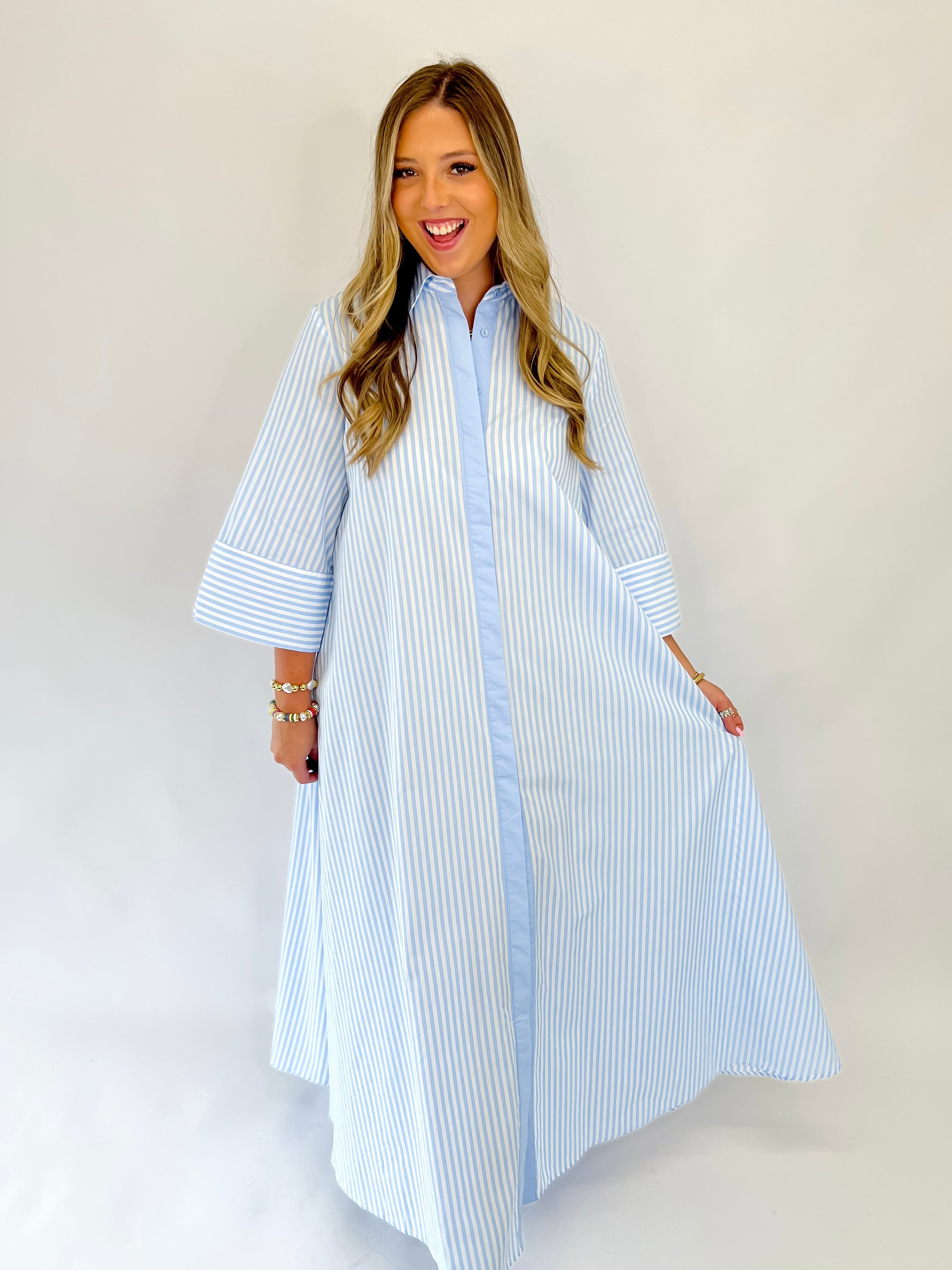 Brunch In Capri Maxi Dress - Blue
