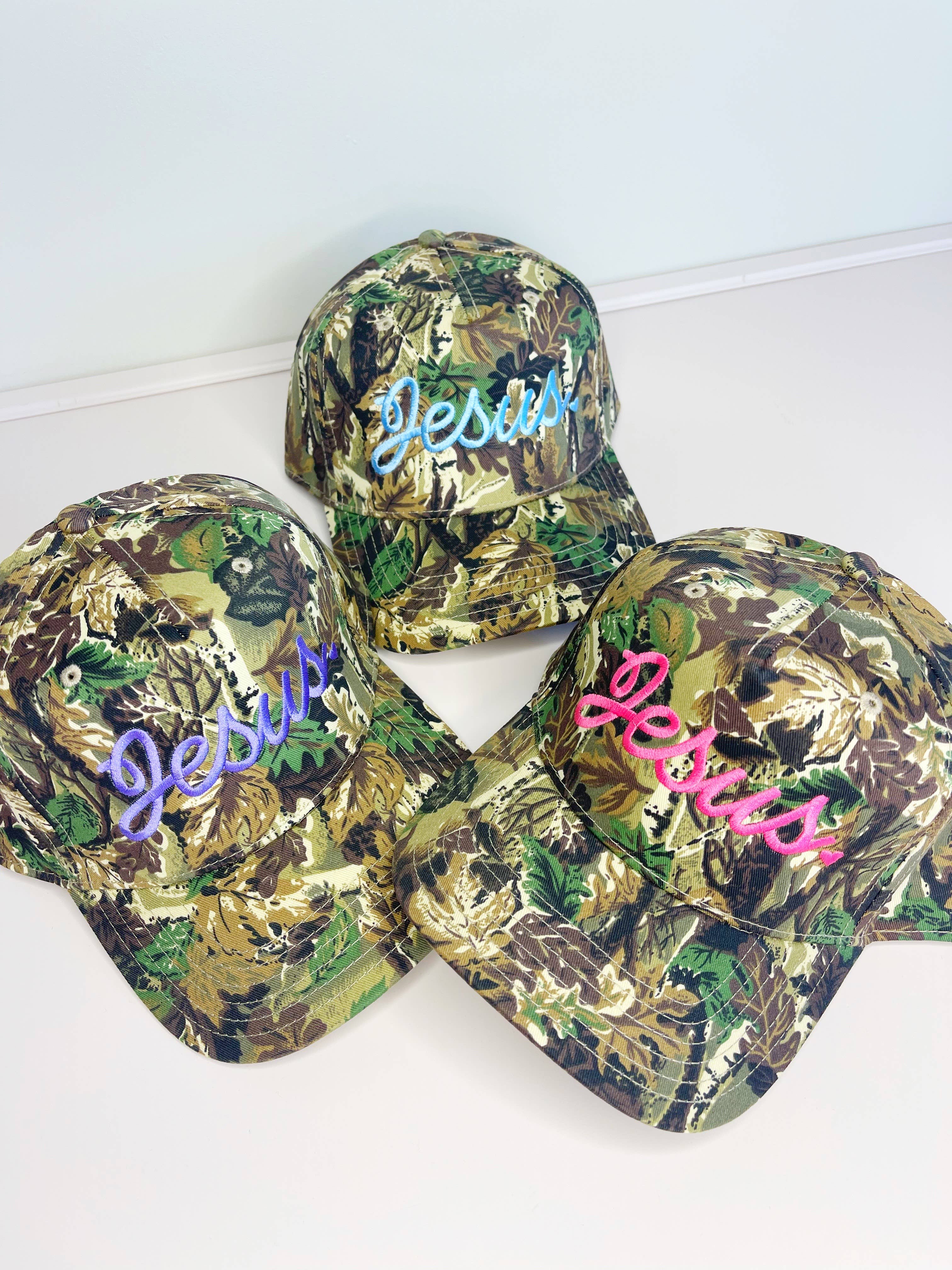 Jesus Hat - Camo - Pink Thread