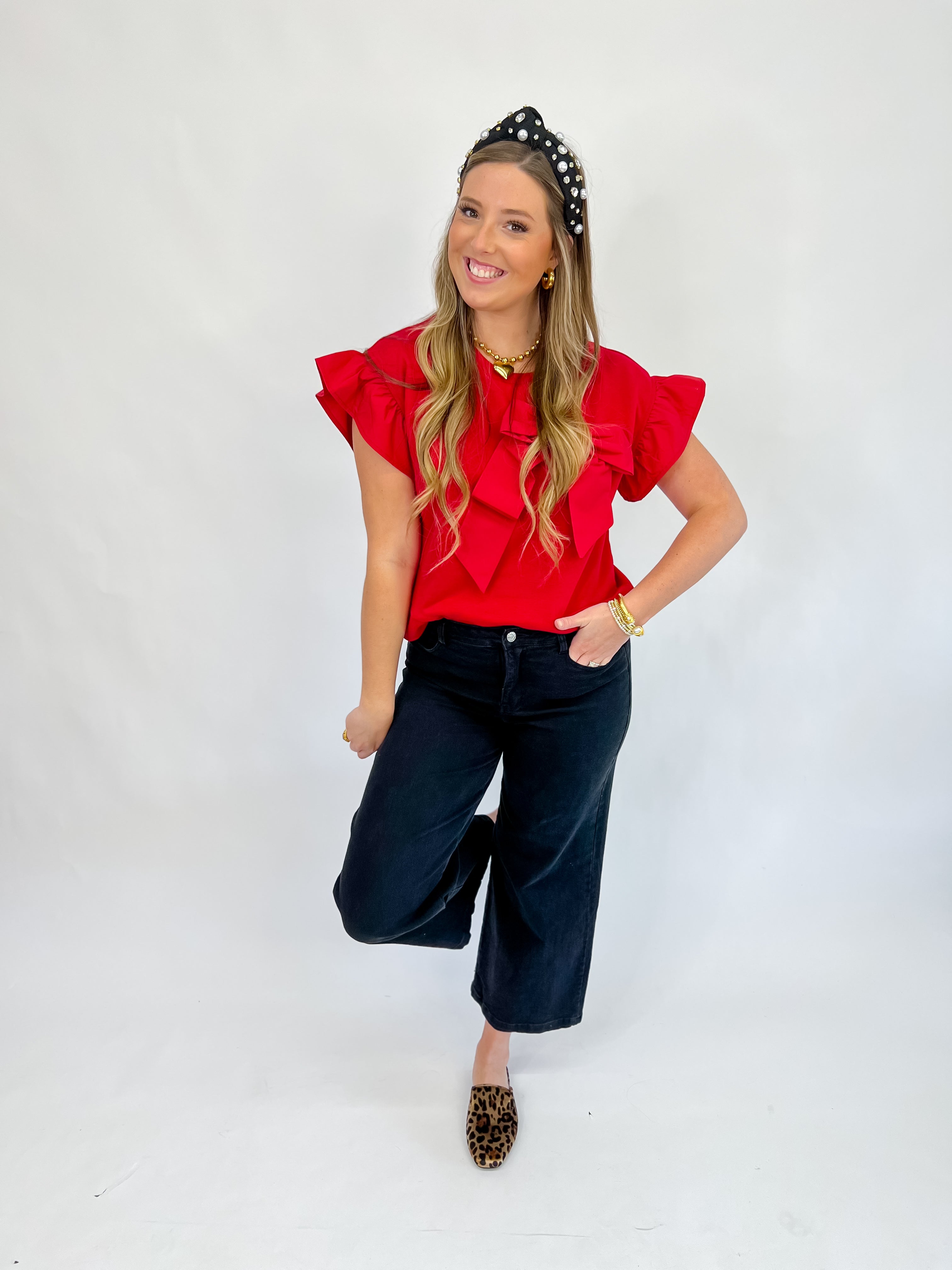 Ribbons And Bows Top-Red