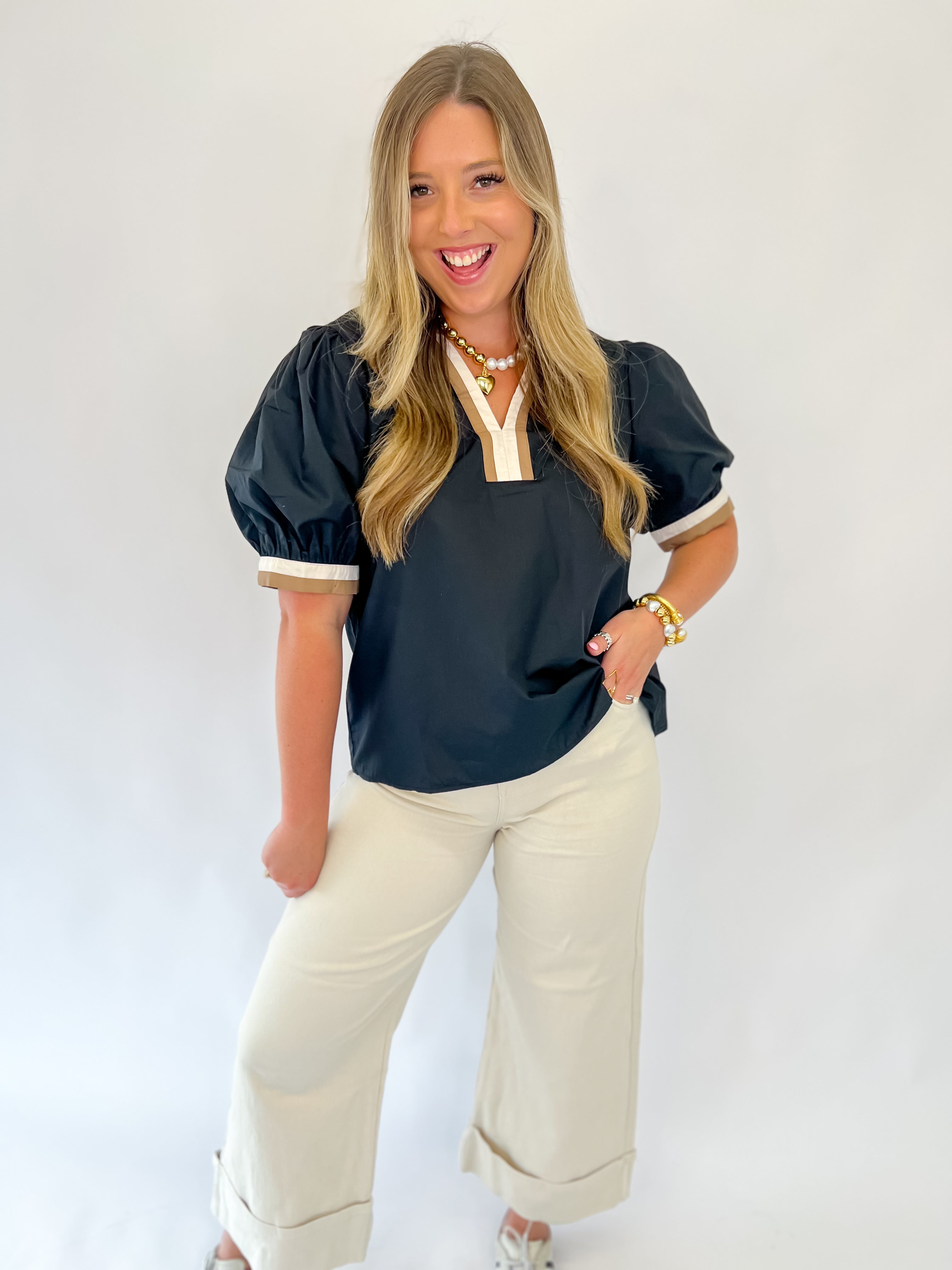 Fall Noir V-Neck Top