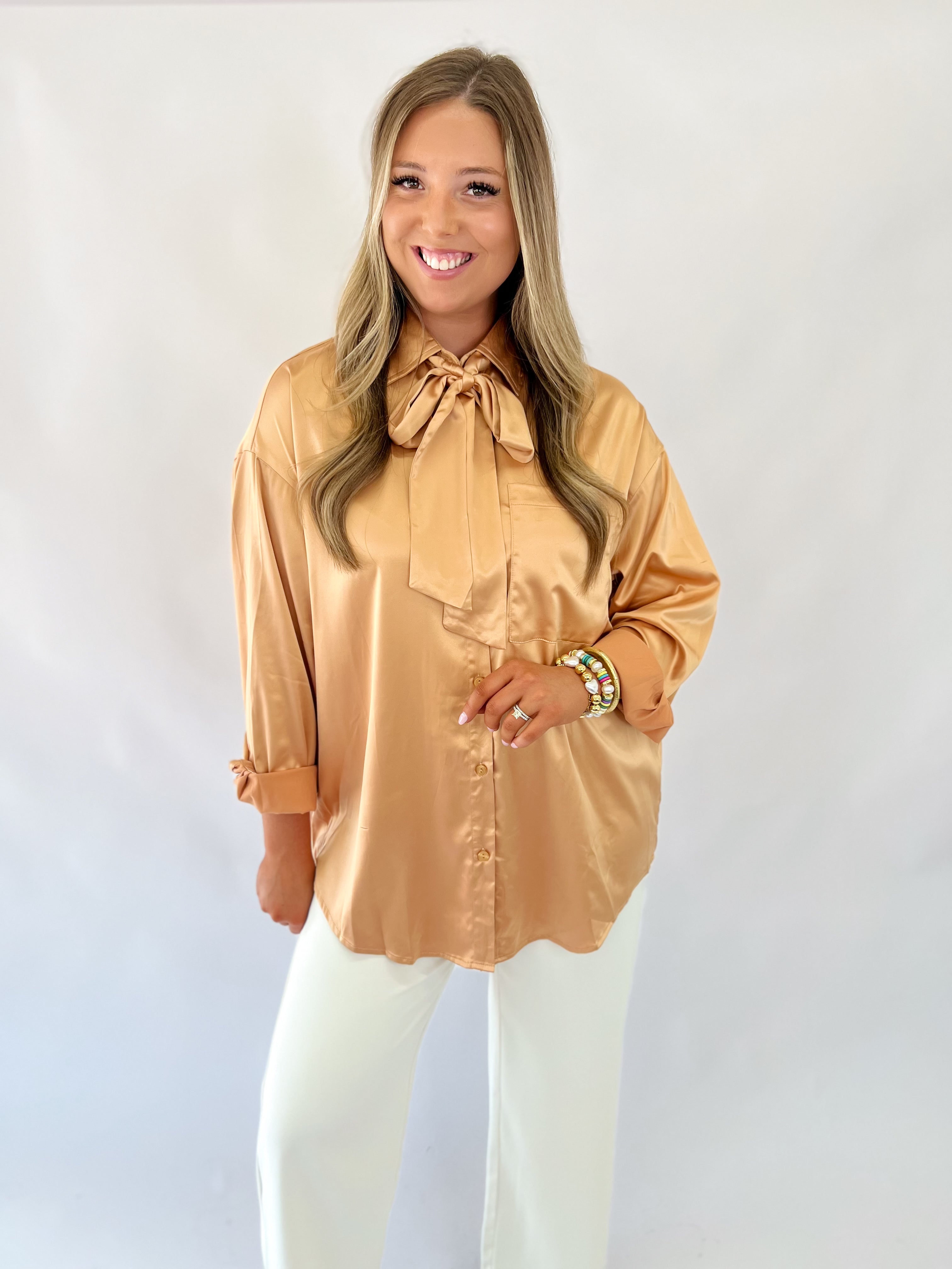 The Bellamy Bow-Tie Blouse - Gold
