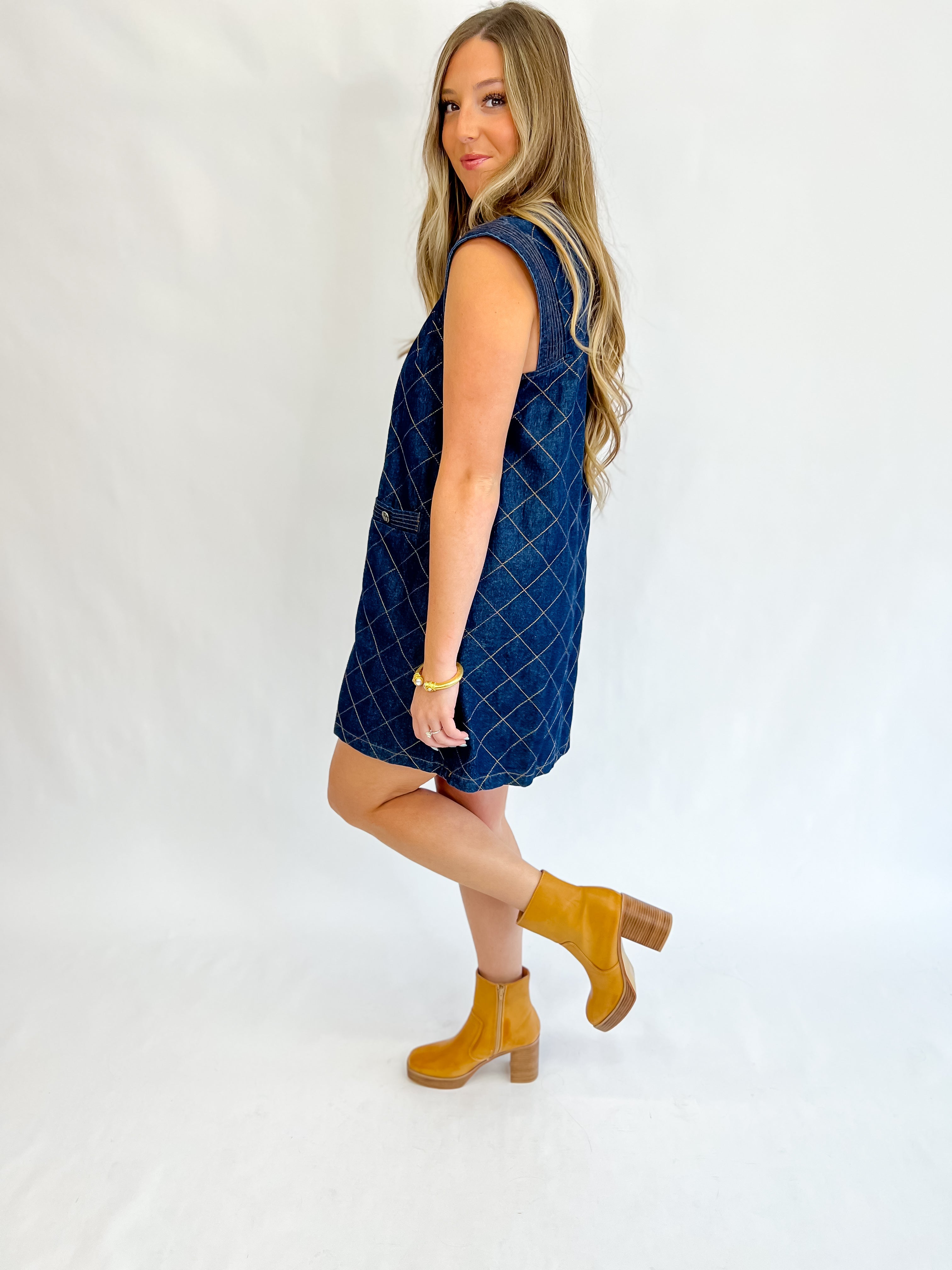 In Stitches Mini Dress - Denim