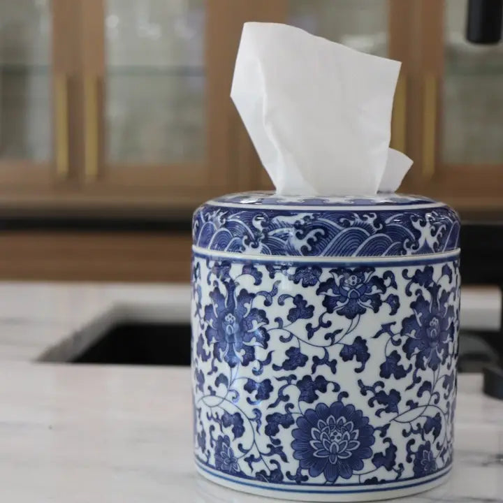 The Marlo Tissue Vessel - Blue & White Floral