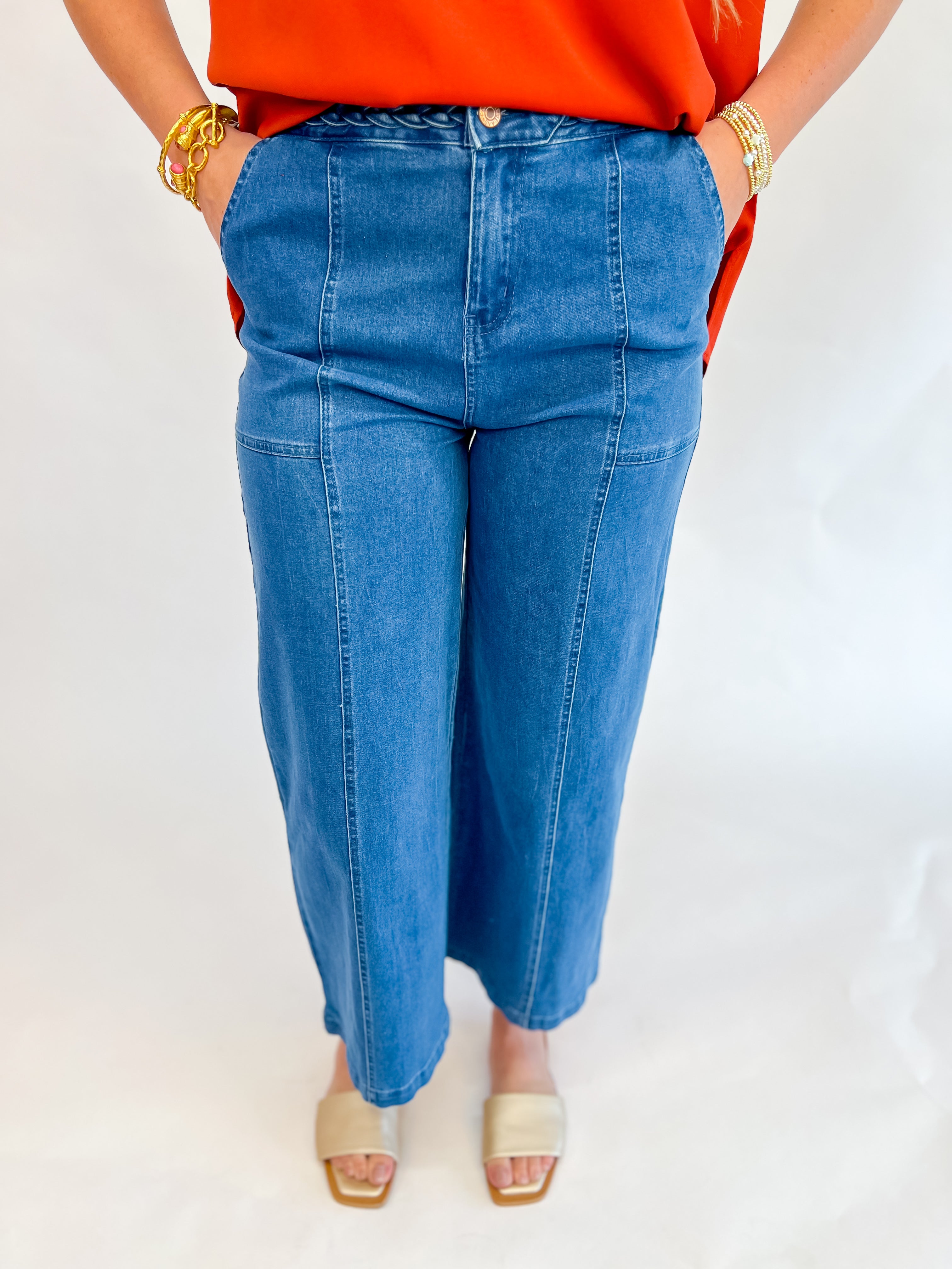 Ember Glow High Waisted Wide Leg Jeans