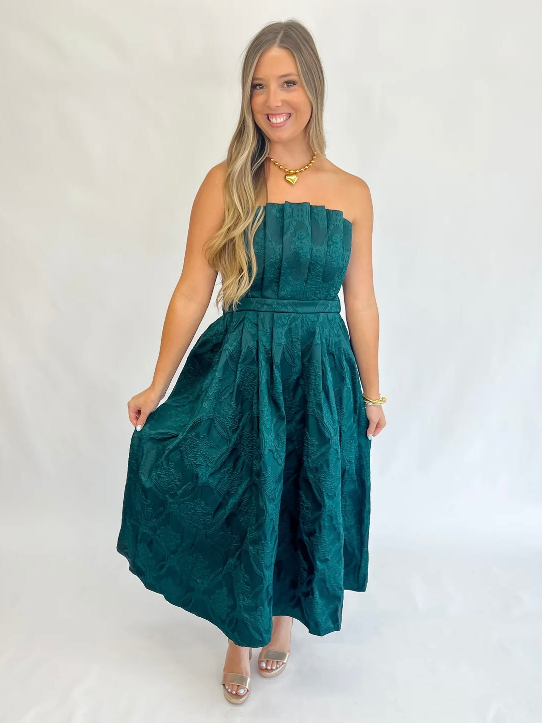 [Entro] Gorgeous Green Strapless Midi Dress