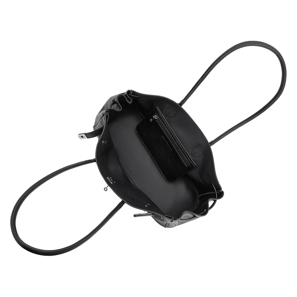 Rocky Vegan Leather Shoulder Bag-Black