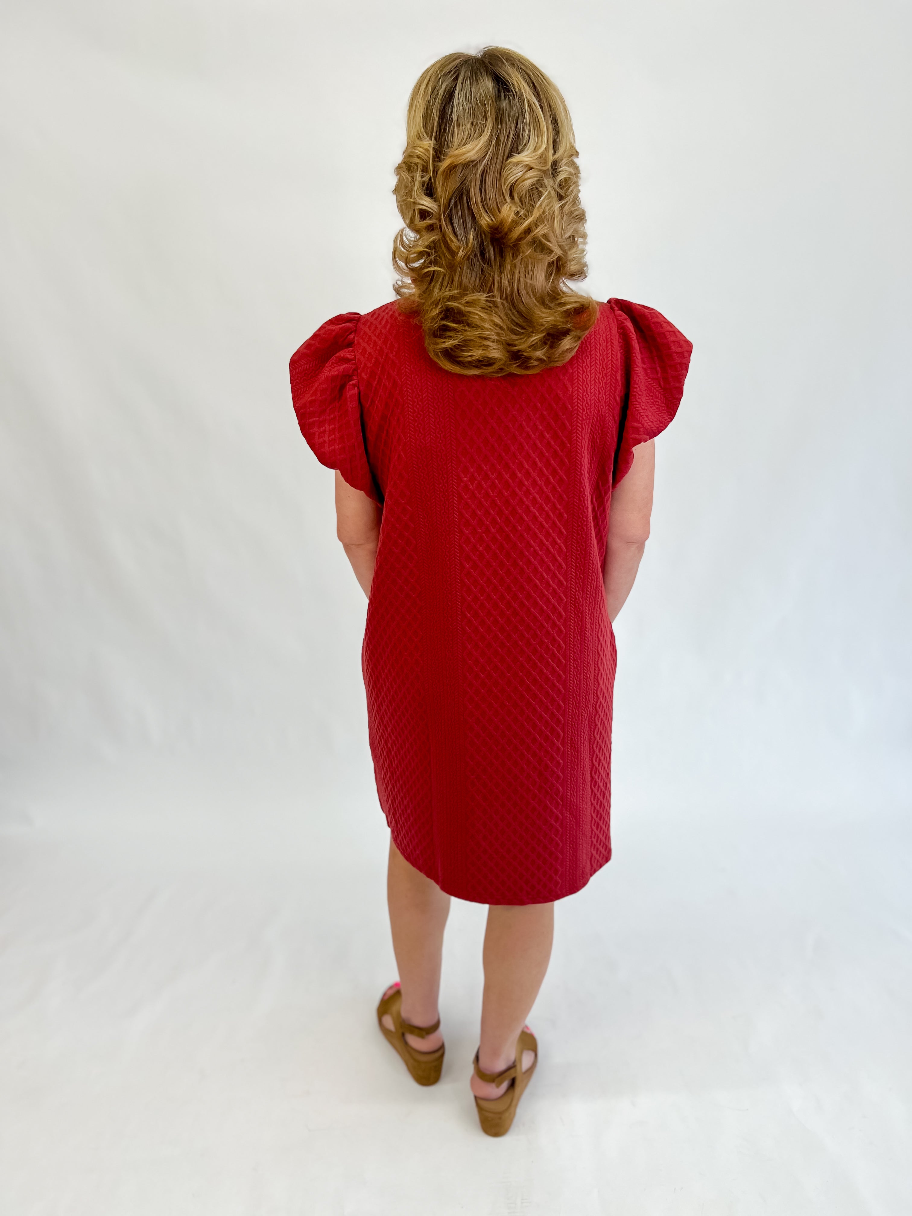 Ruby Textured V Neck Dress-Plus