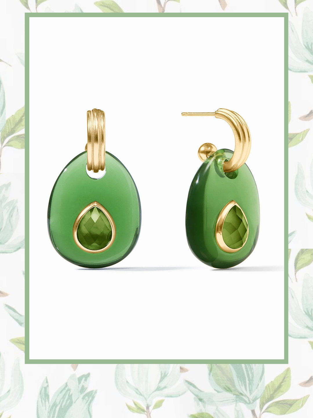 [Julie Vos]Carnaby Hoop & Charm Earring-Palmetto Green