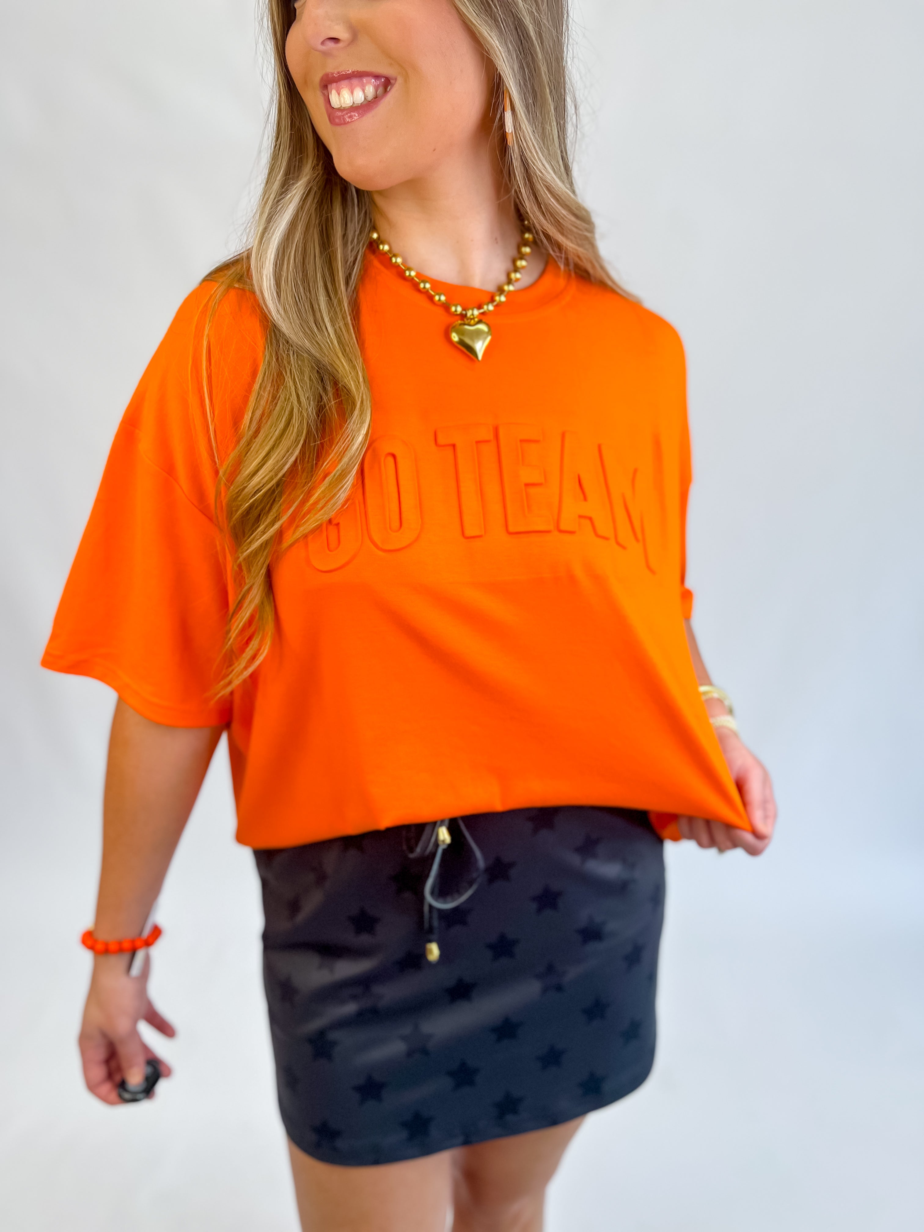 [Jess Lea] Embossed Go Team Tee - Orange