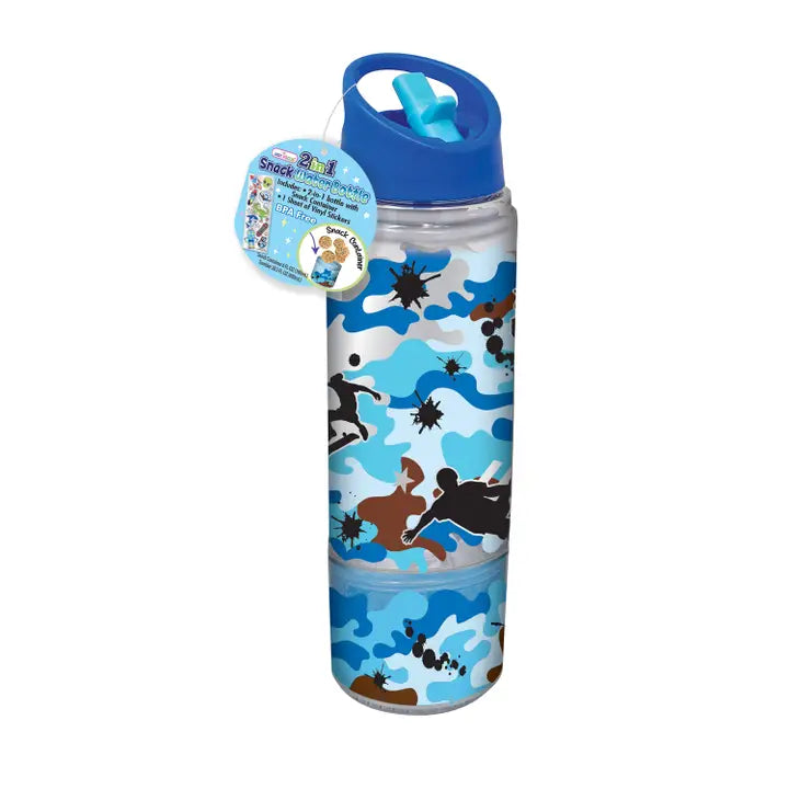 2 in 1 Snack Water Bottle - Camo