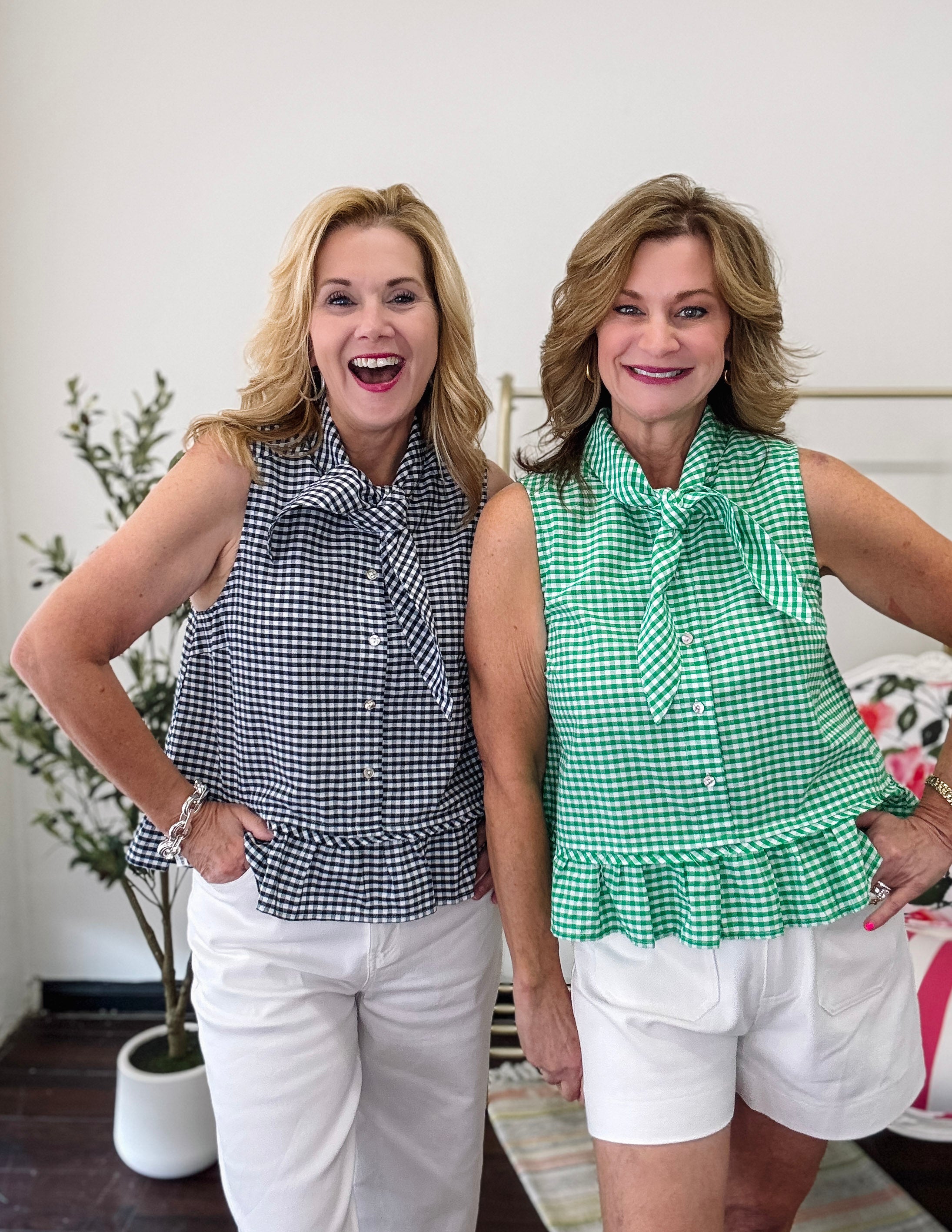 Crisp Gingham Top-Navy