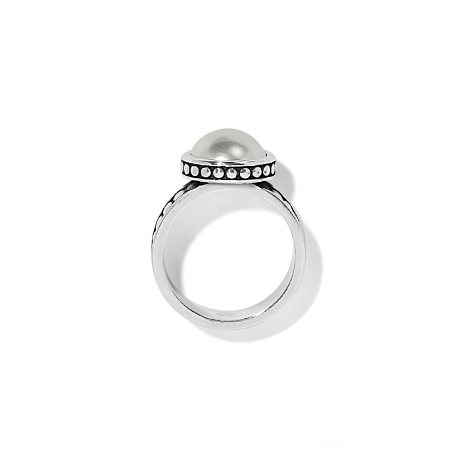 Pebble Dot Pearl Wide Band Ring-7