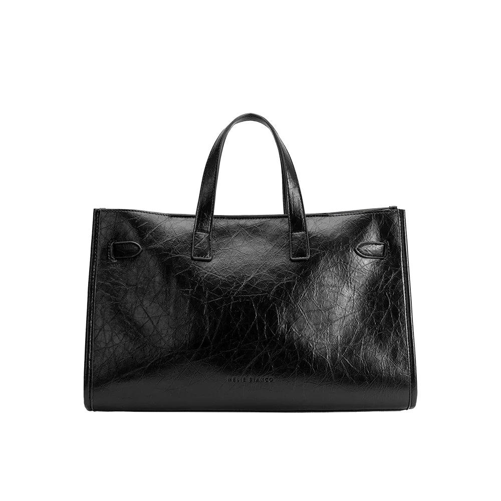 Sutton Vegan Leather Tote Bag-Black