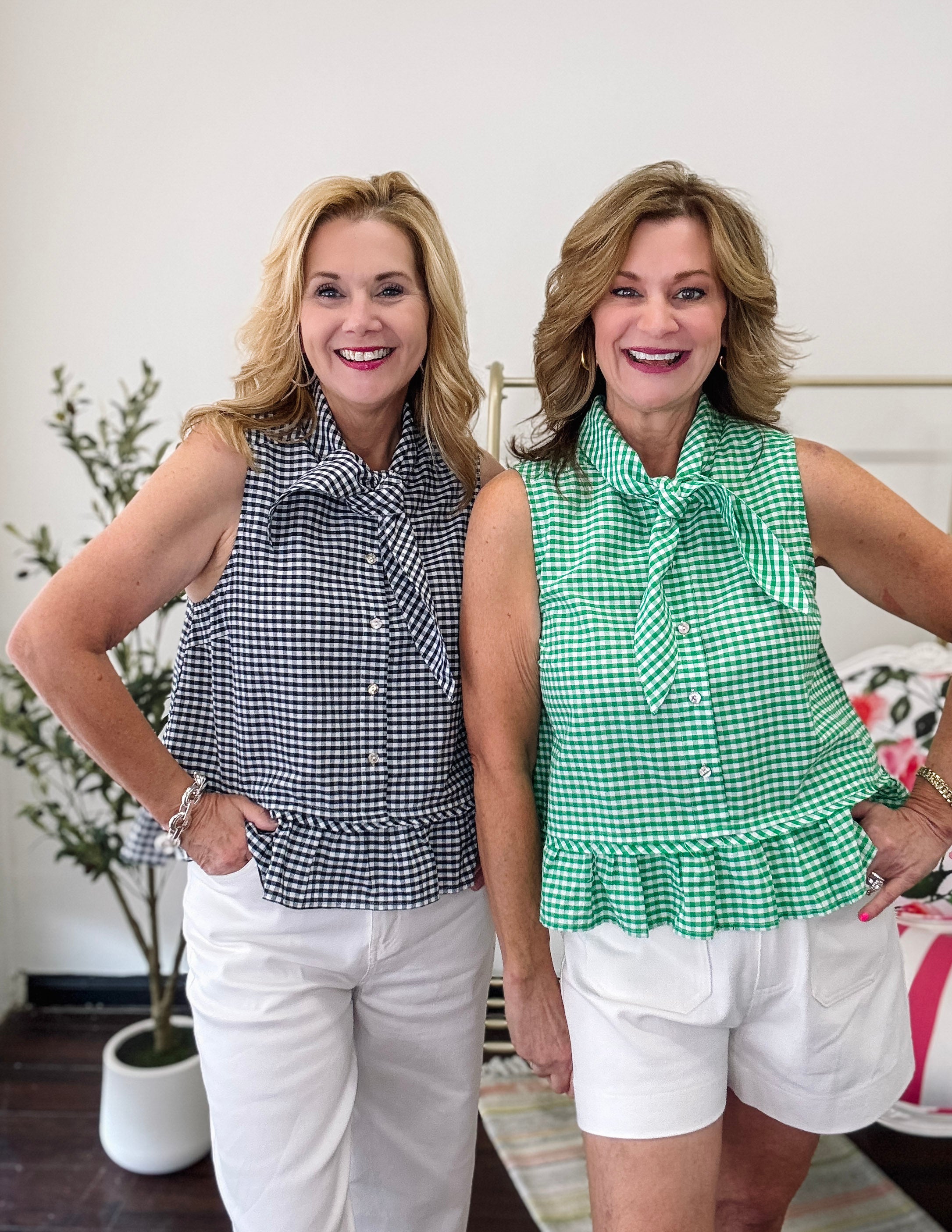 Crisp Gingham Top-Green