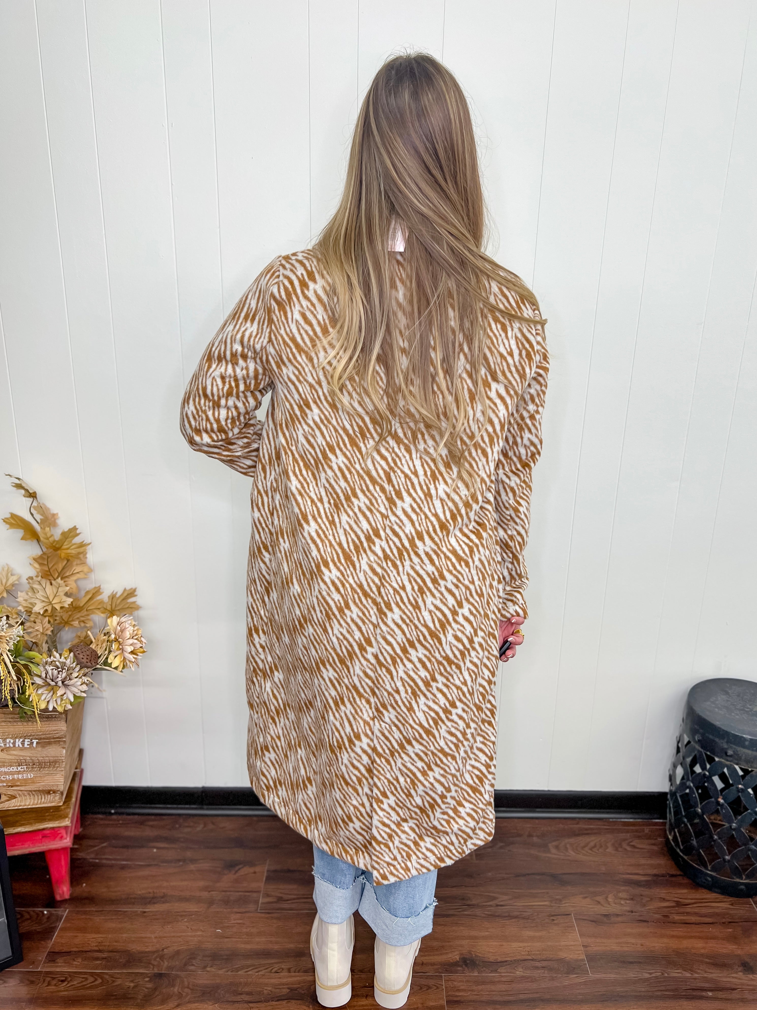 Be Fearless Zebra Long Coat-Camel