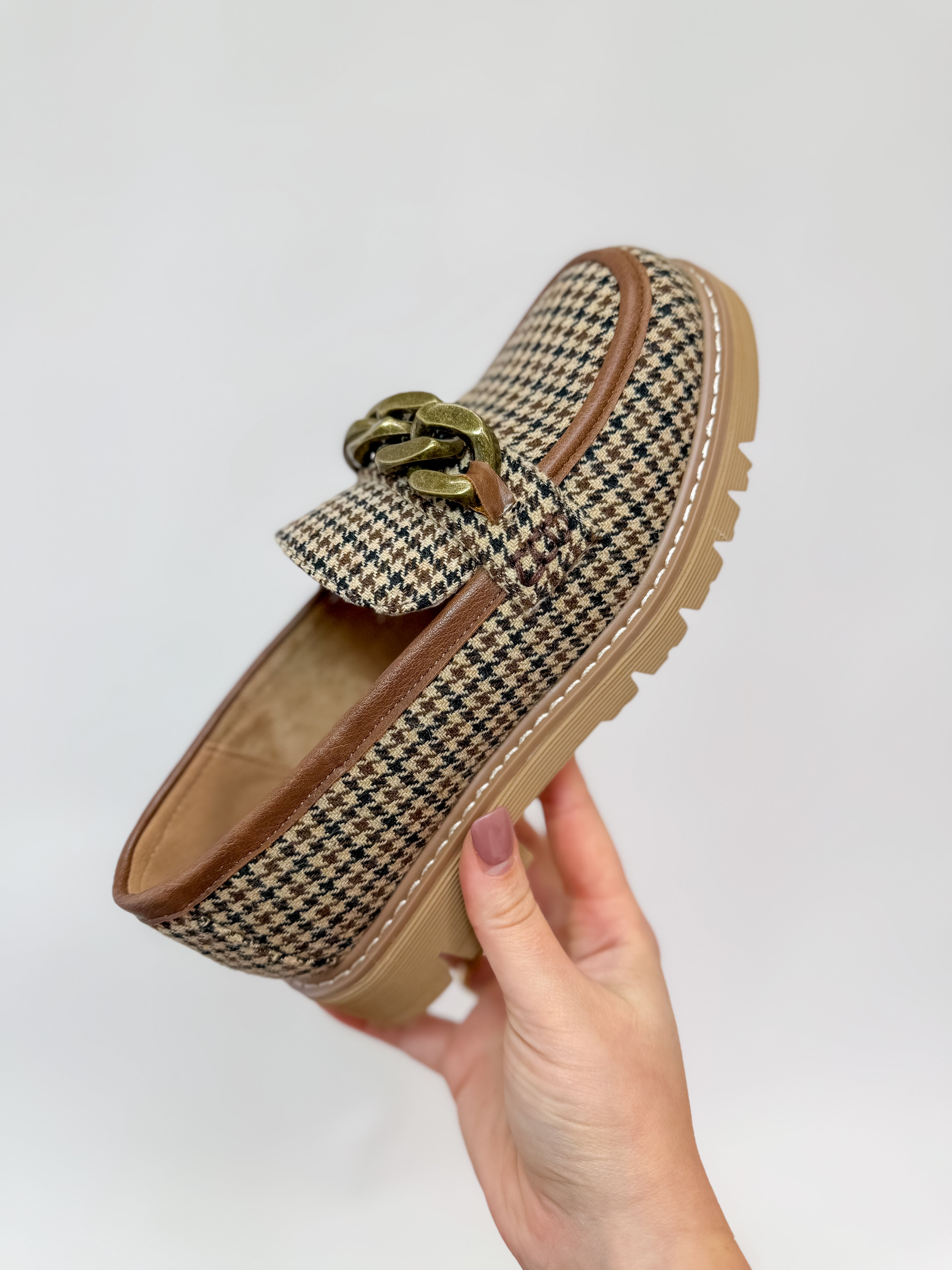 [Hey Girl] Not Literally Black Tan Houndstooth