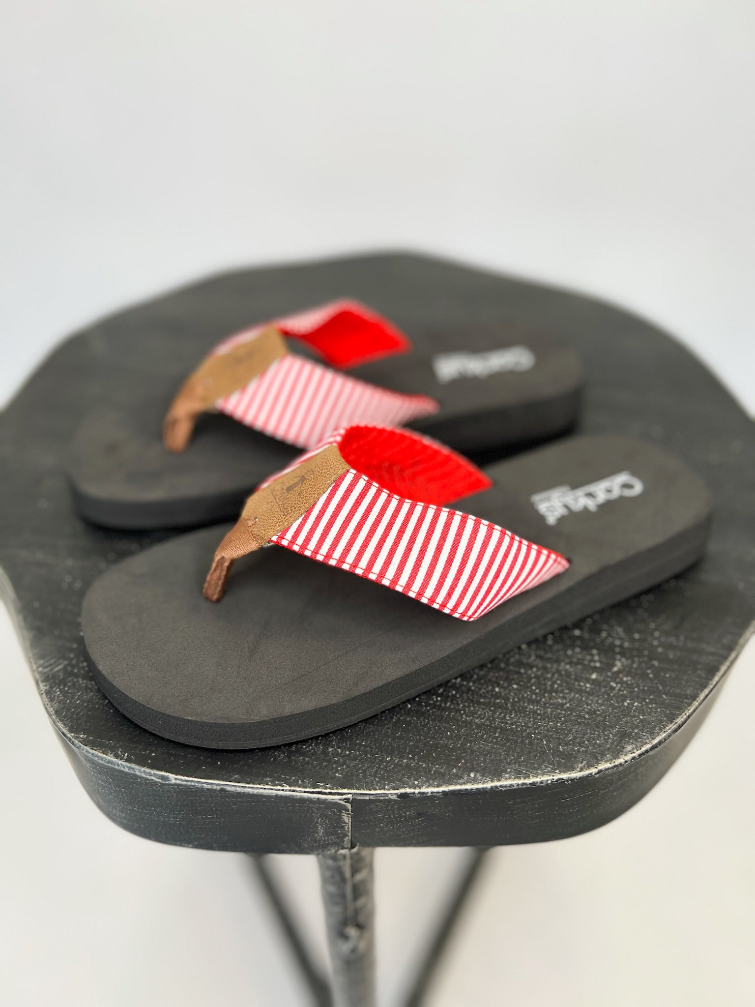 [Corky's] Summer Break Flip Flop - Red White Stripe
