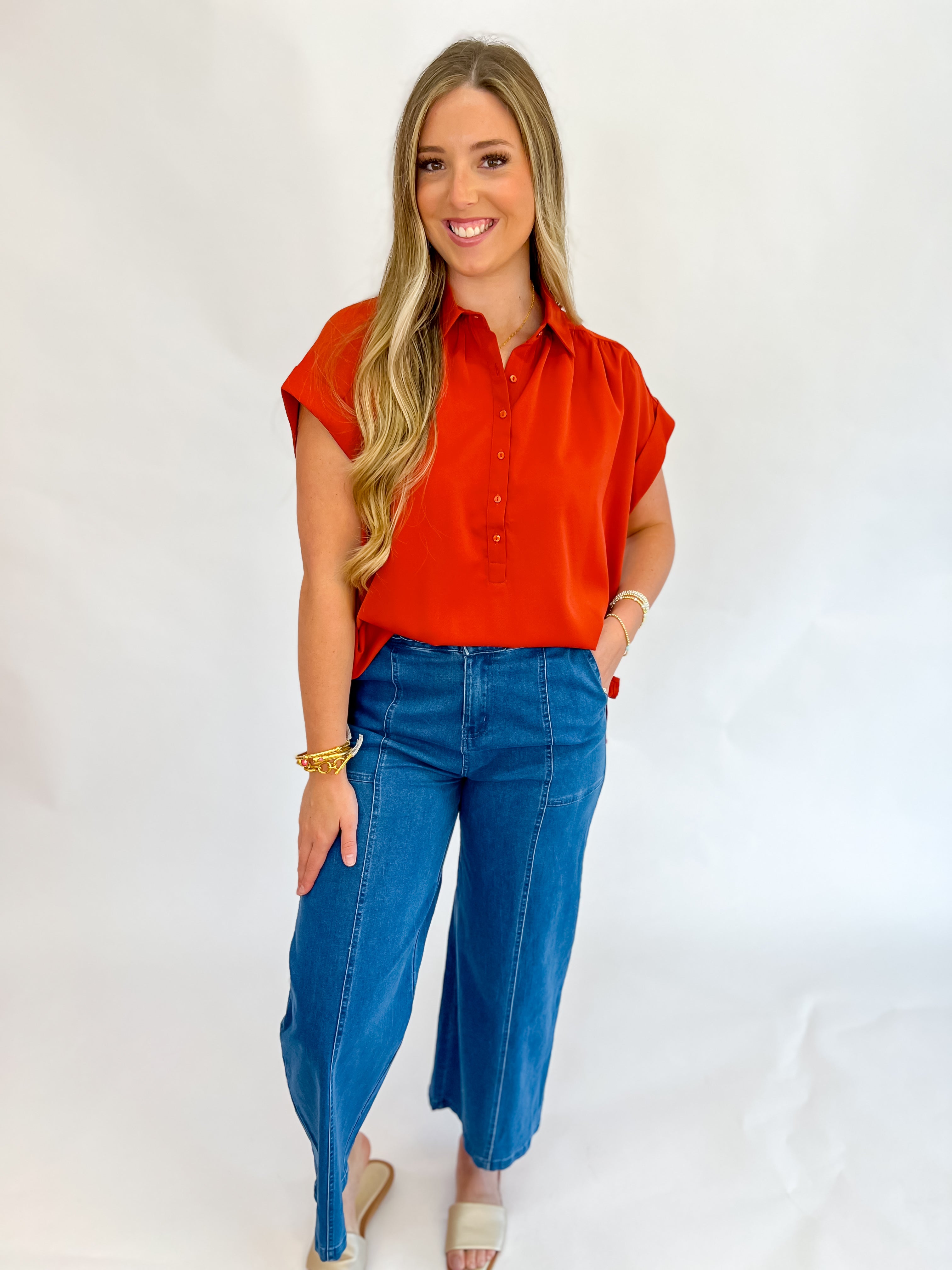 Ember Glow High Waisted Wide Leg Jeans
