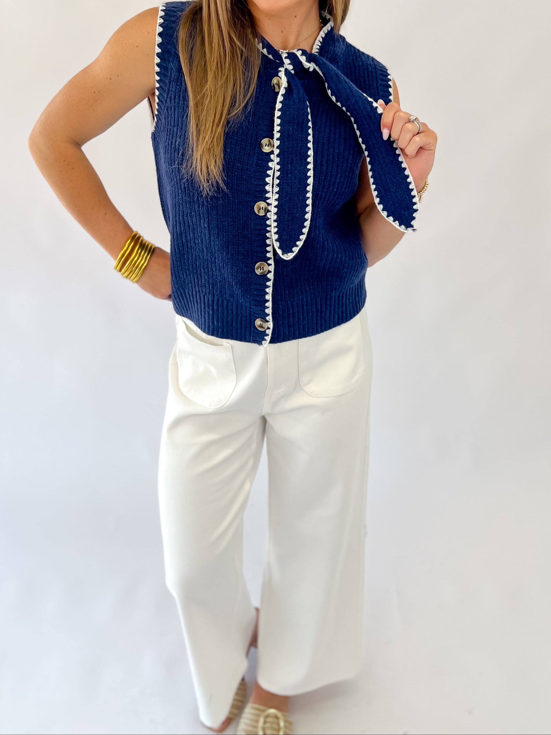So Smart Sleeveless Sweater Knit Top