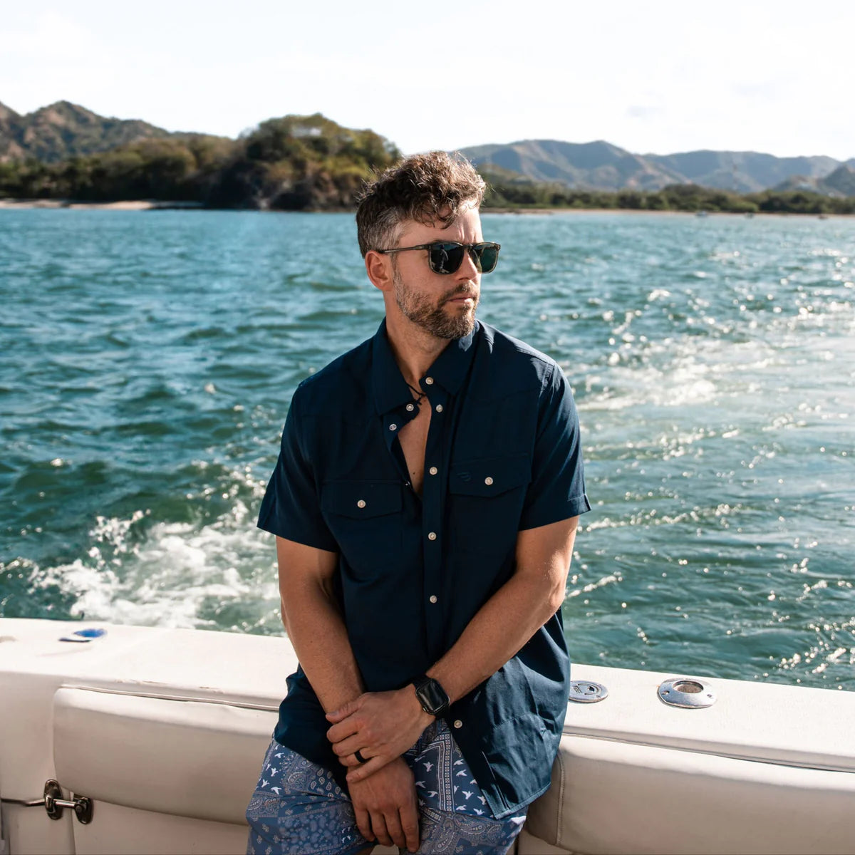 [Burlebo]Performance Western Shirt - Navy