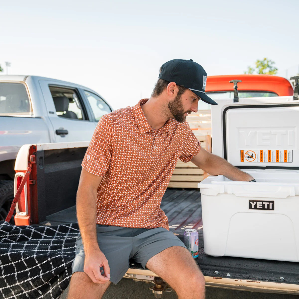 [Burlebo] Performance Polo-Texas Orange And White