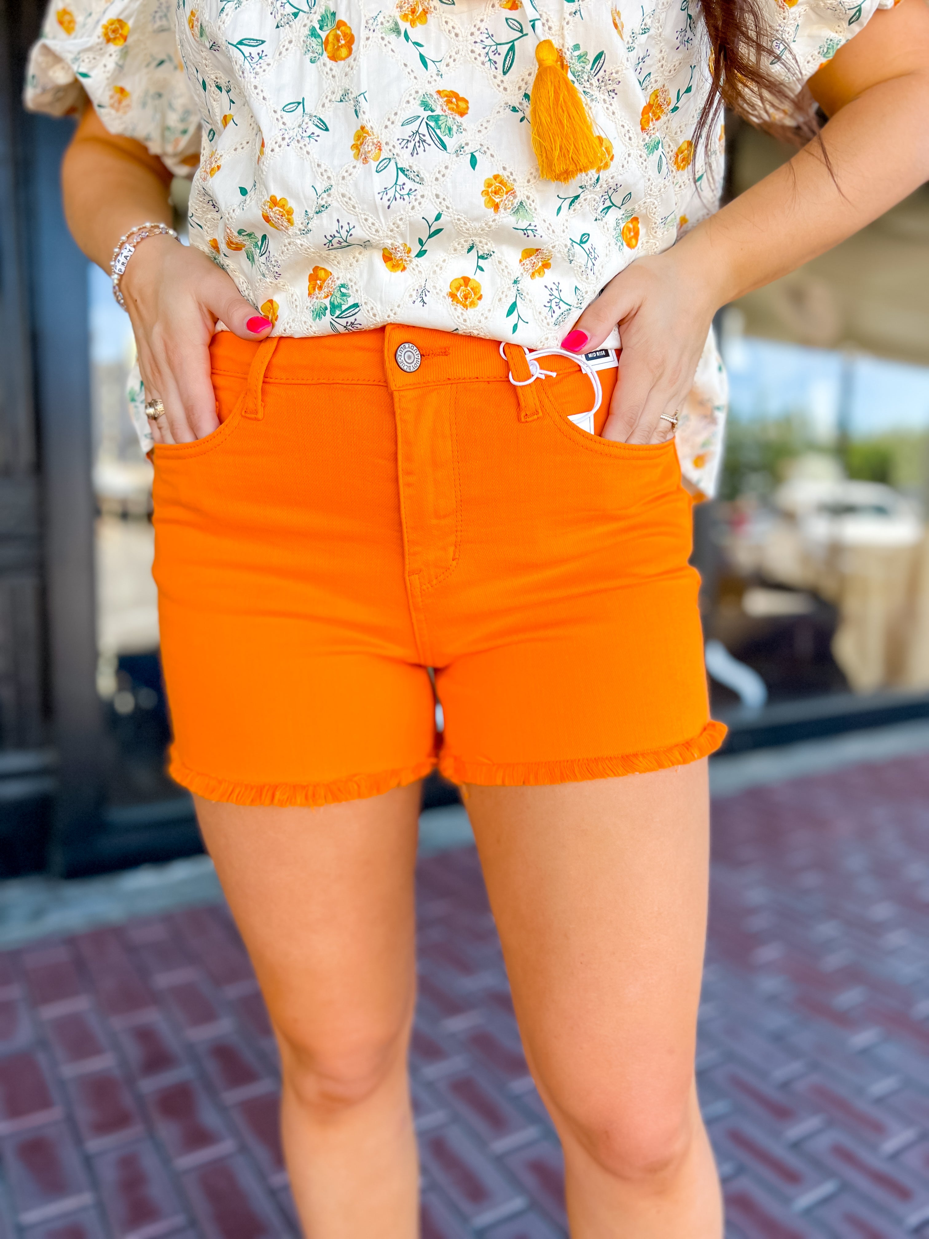 [Judy Blue] Boardwalk Days Shorts-Orange