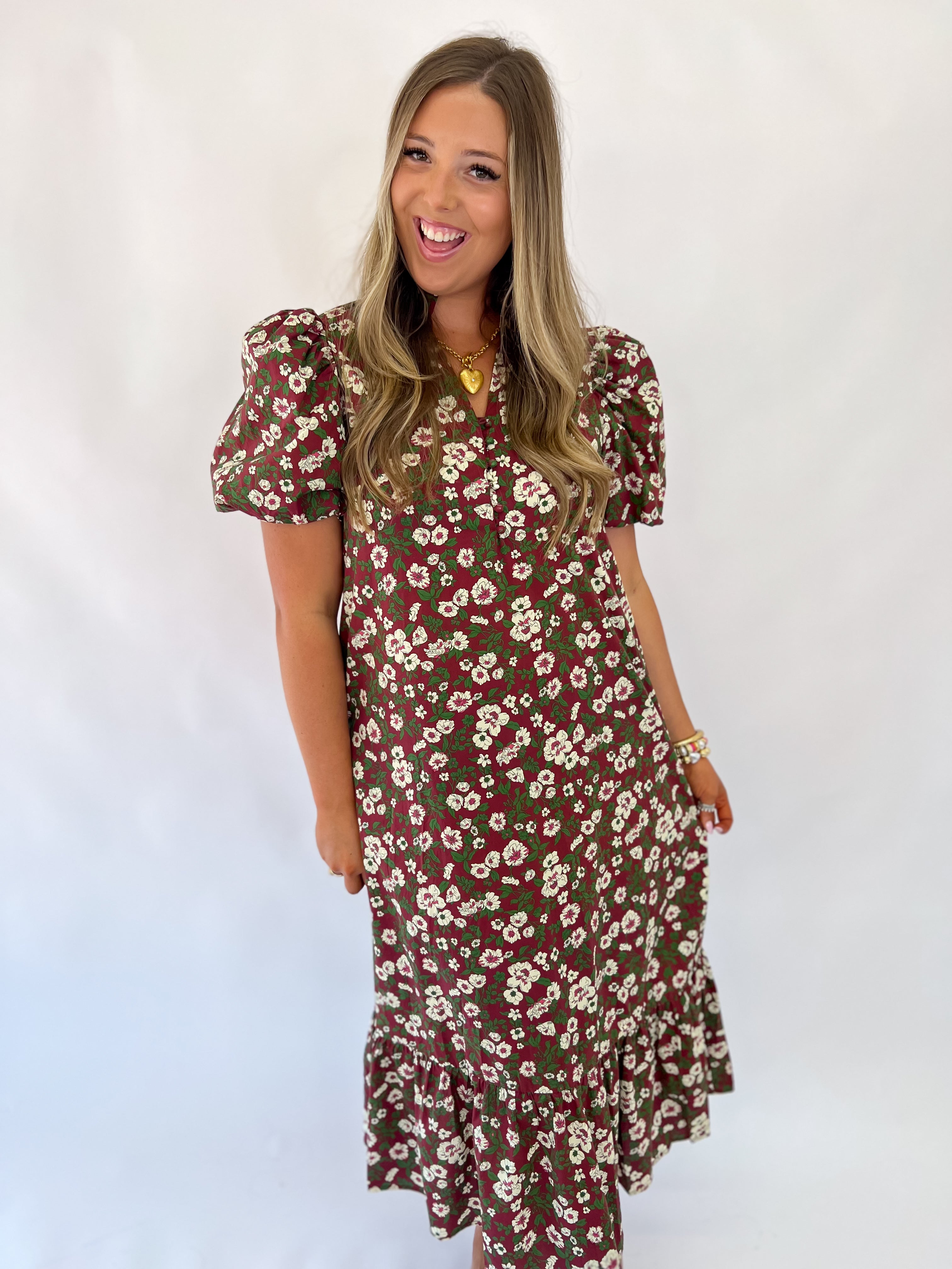 Floral and Vine Midi Dress